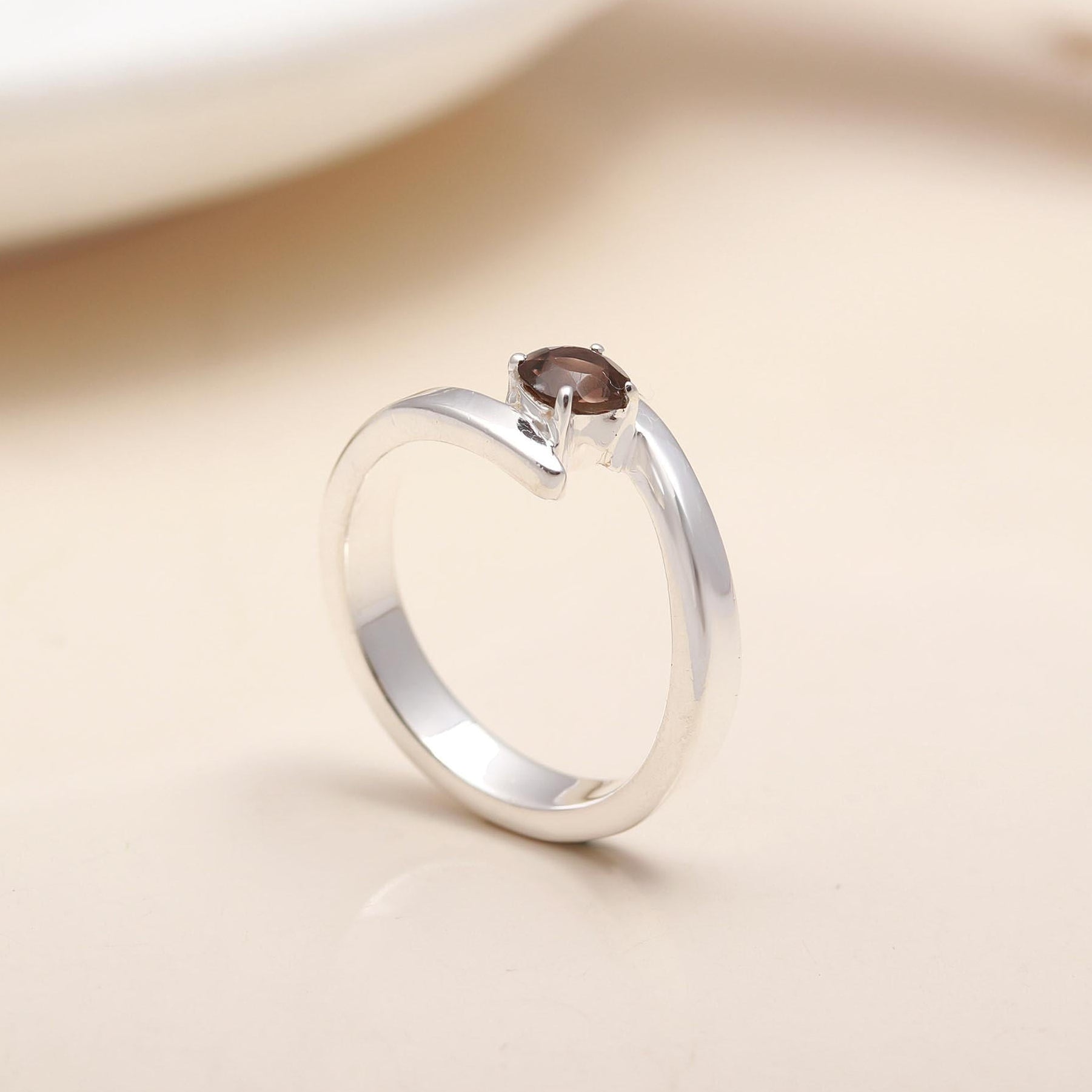 925 Silver Smoky Quartz Twist Ring