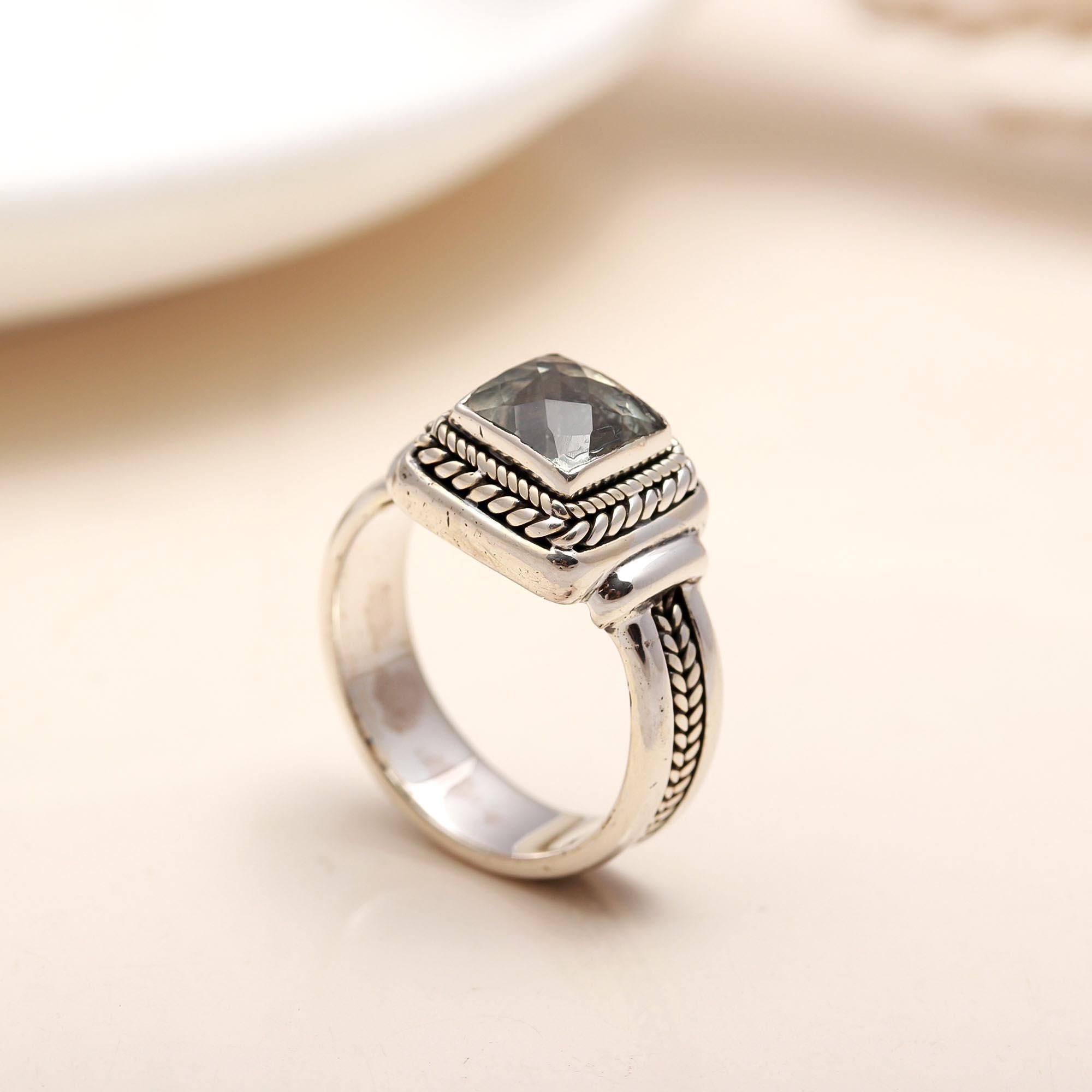 925 Silver Green Amethyst Ring