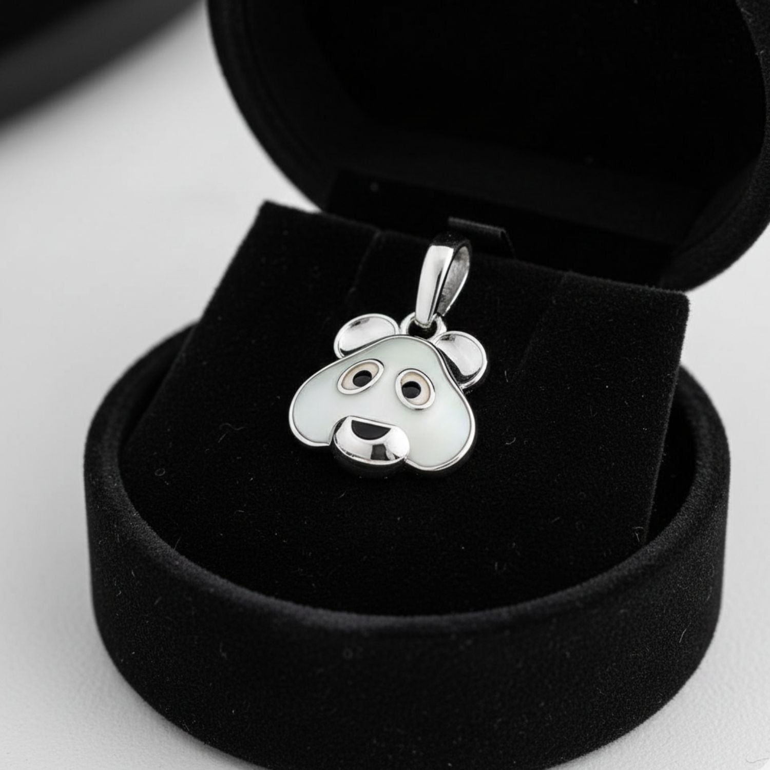 925 Sterling Silver Cute Panda Enamel Animal Charm Pendant for Kids & Women