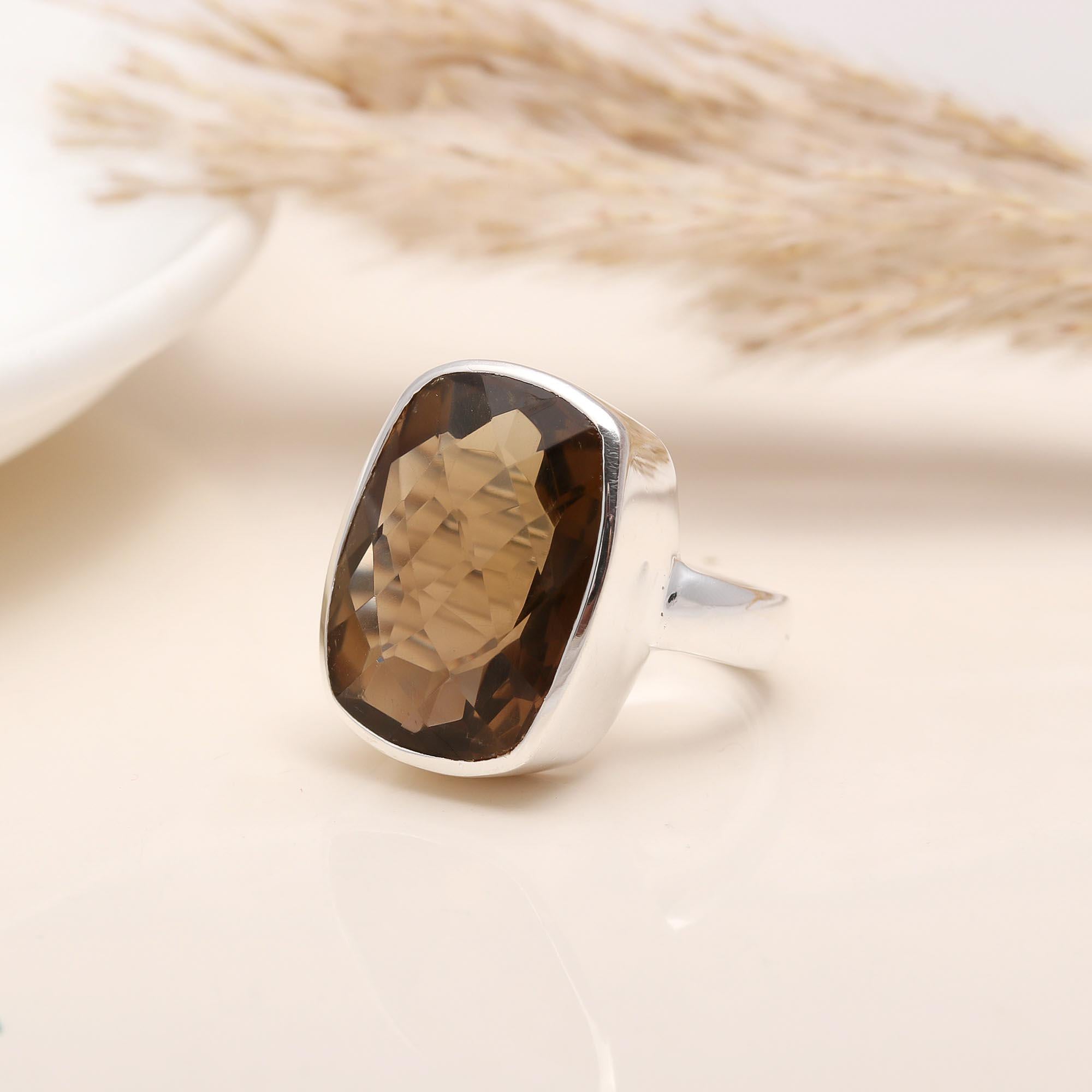 925 Silver Smoky Quartz Ring