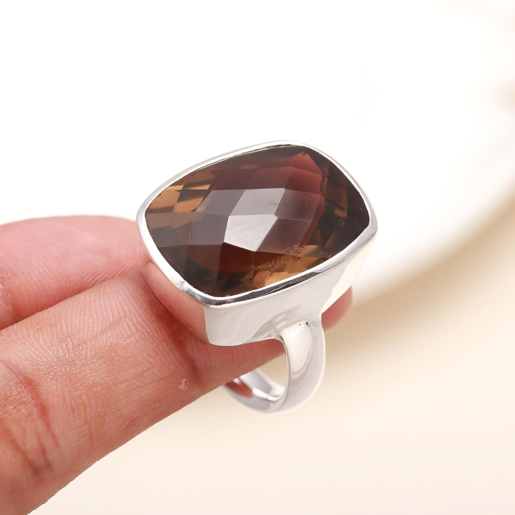 925 Silver Smoky Quartz Ring
