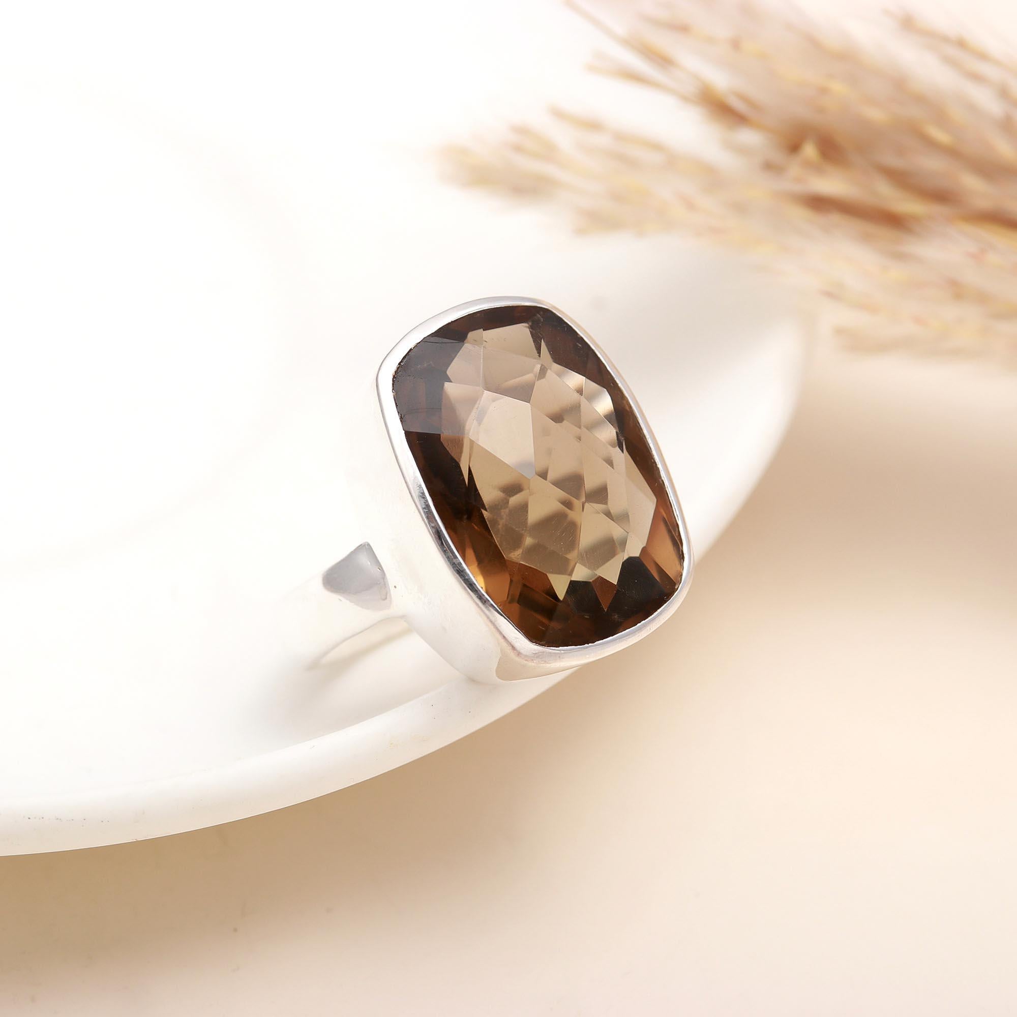 925 Silver Smoky Quartz Ring