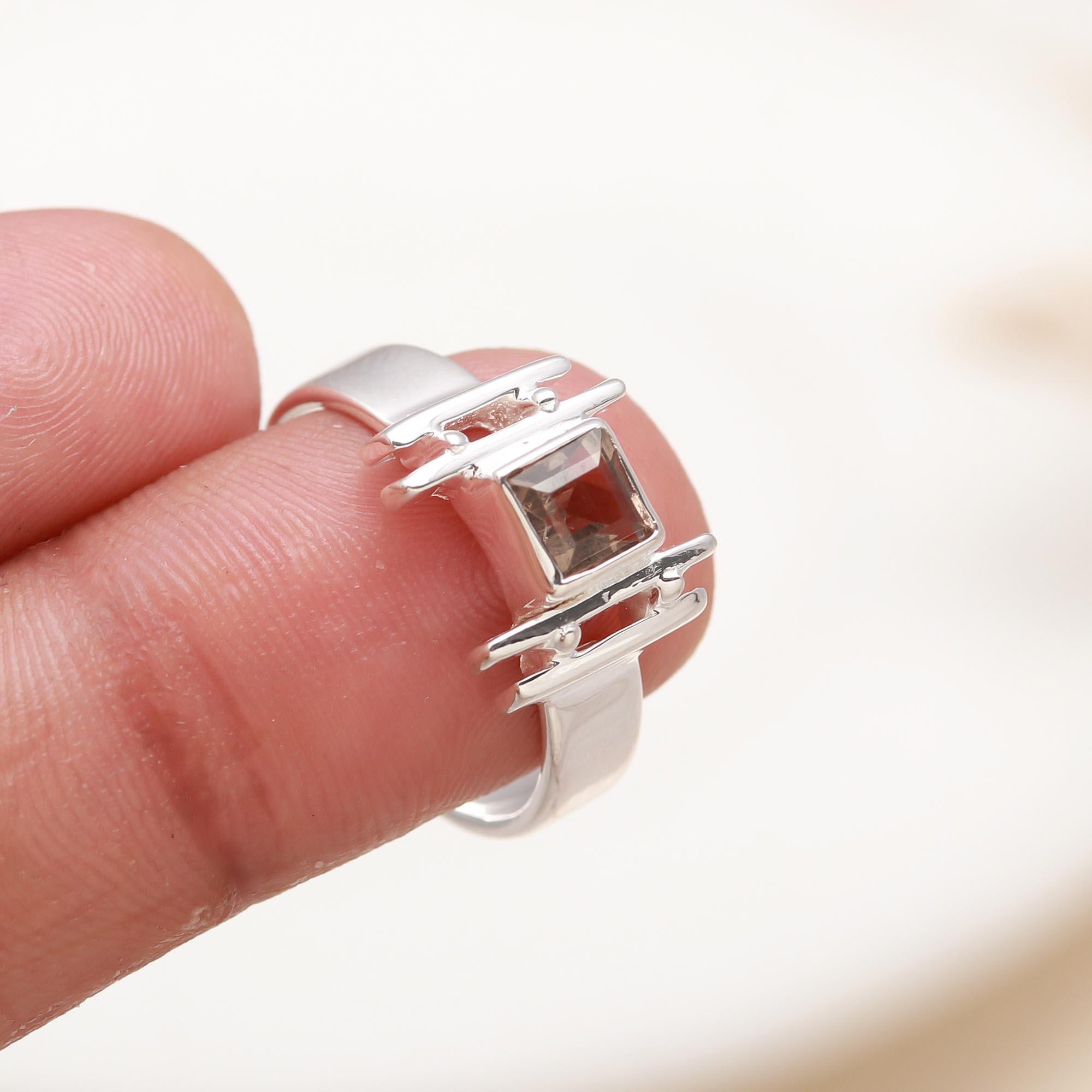925 Silver Smoky Quartz Ring