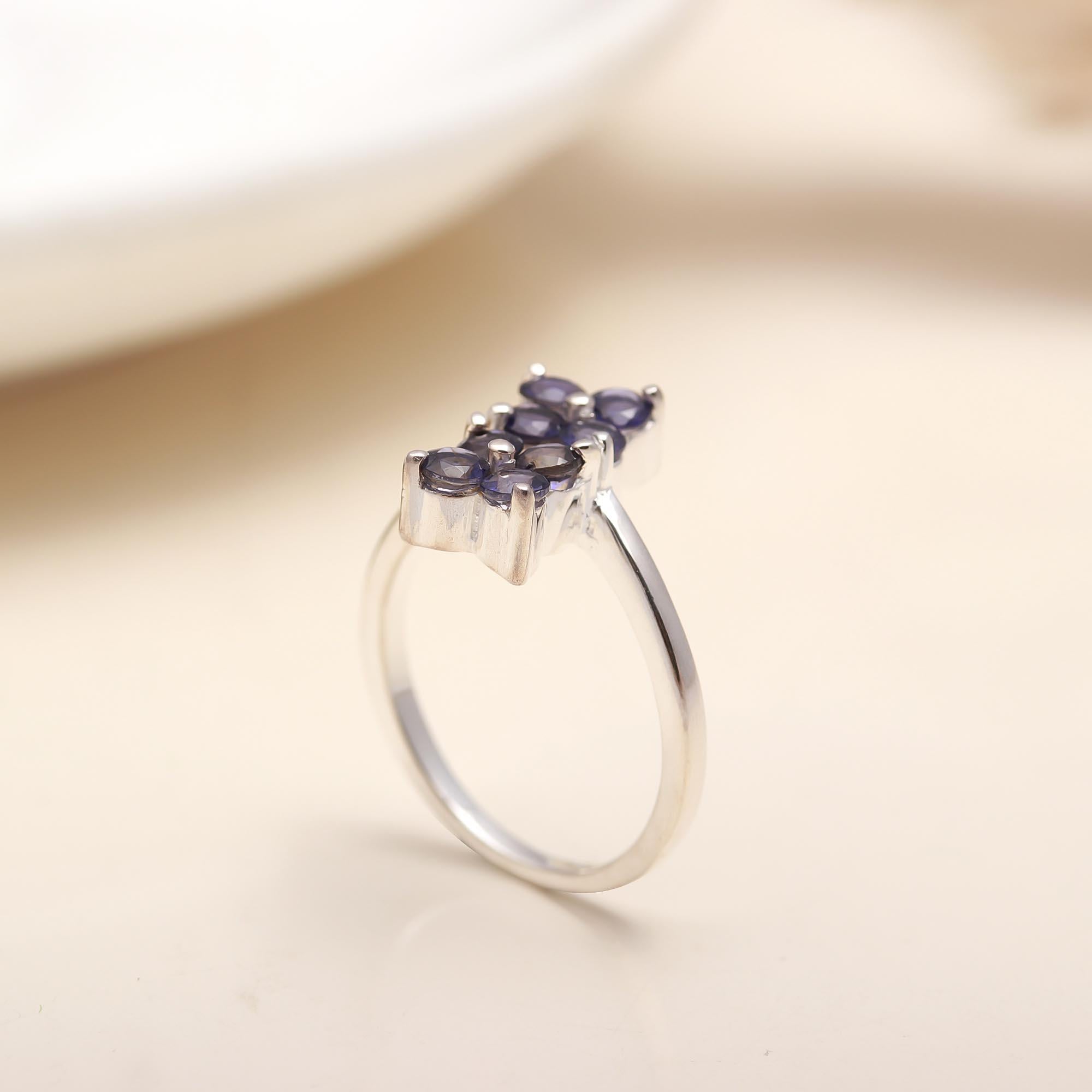925 Silver Iolite Cluster Ring