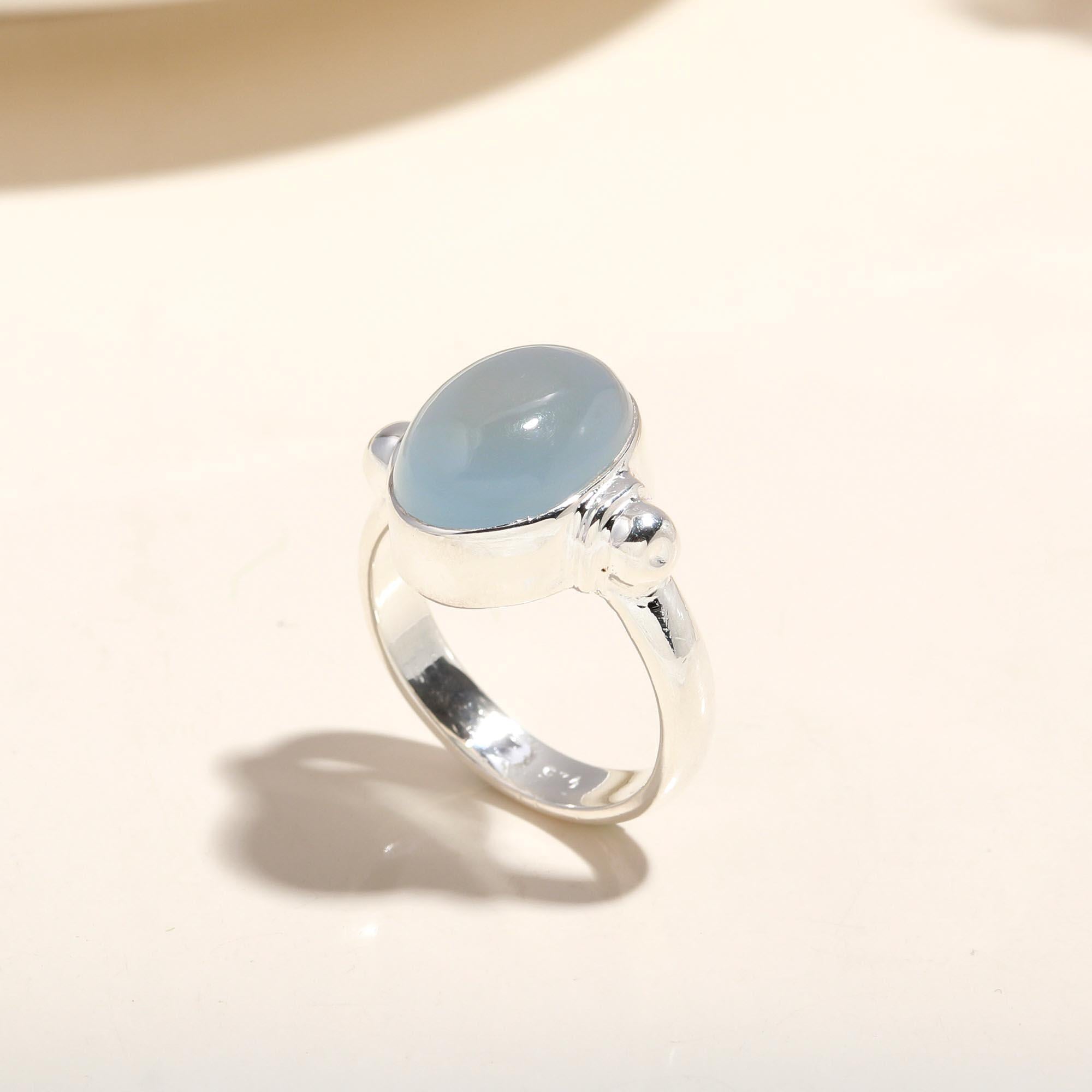 925 Silver Blue Chalcedony Ring