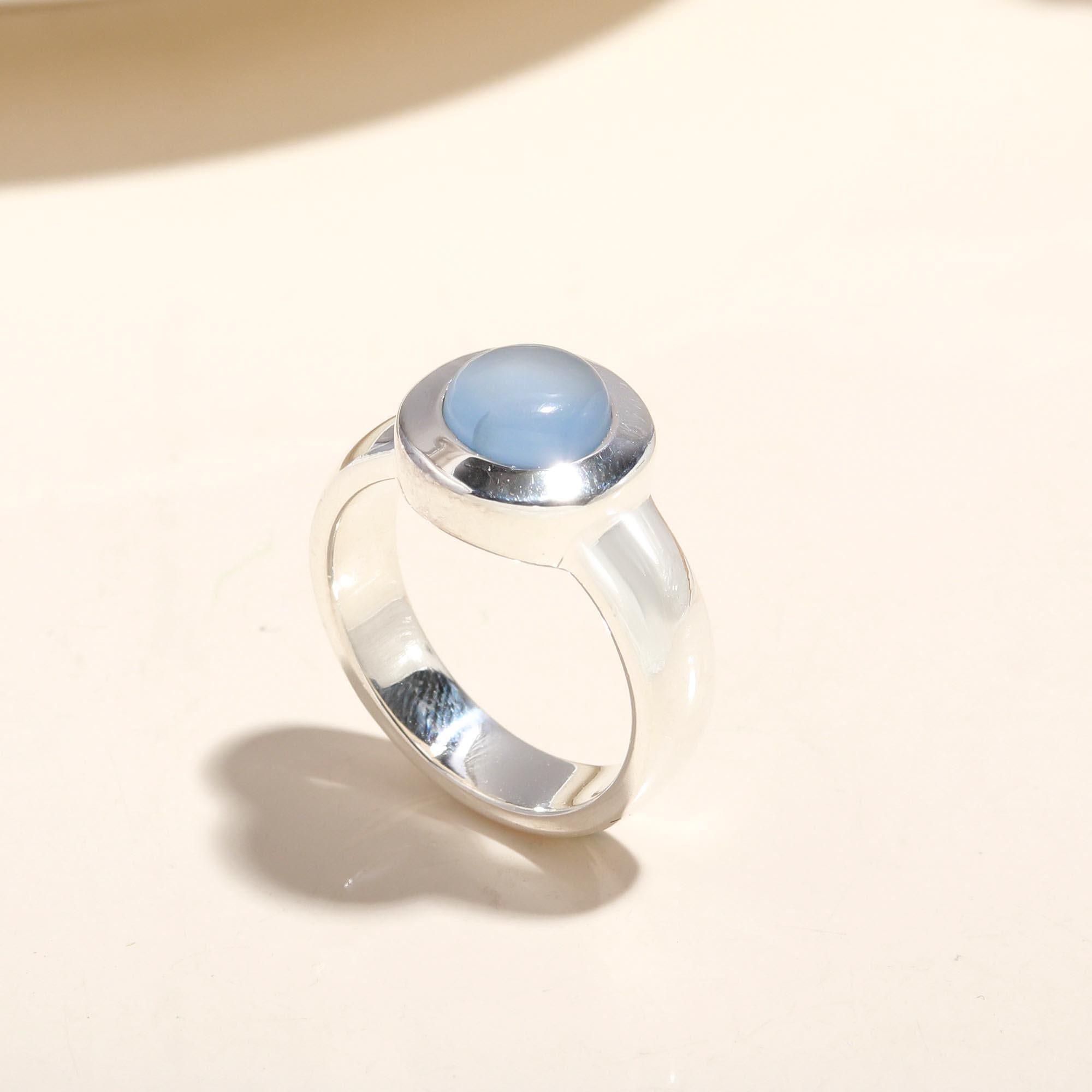 925 Silver Blue Chalcedony Ring