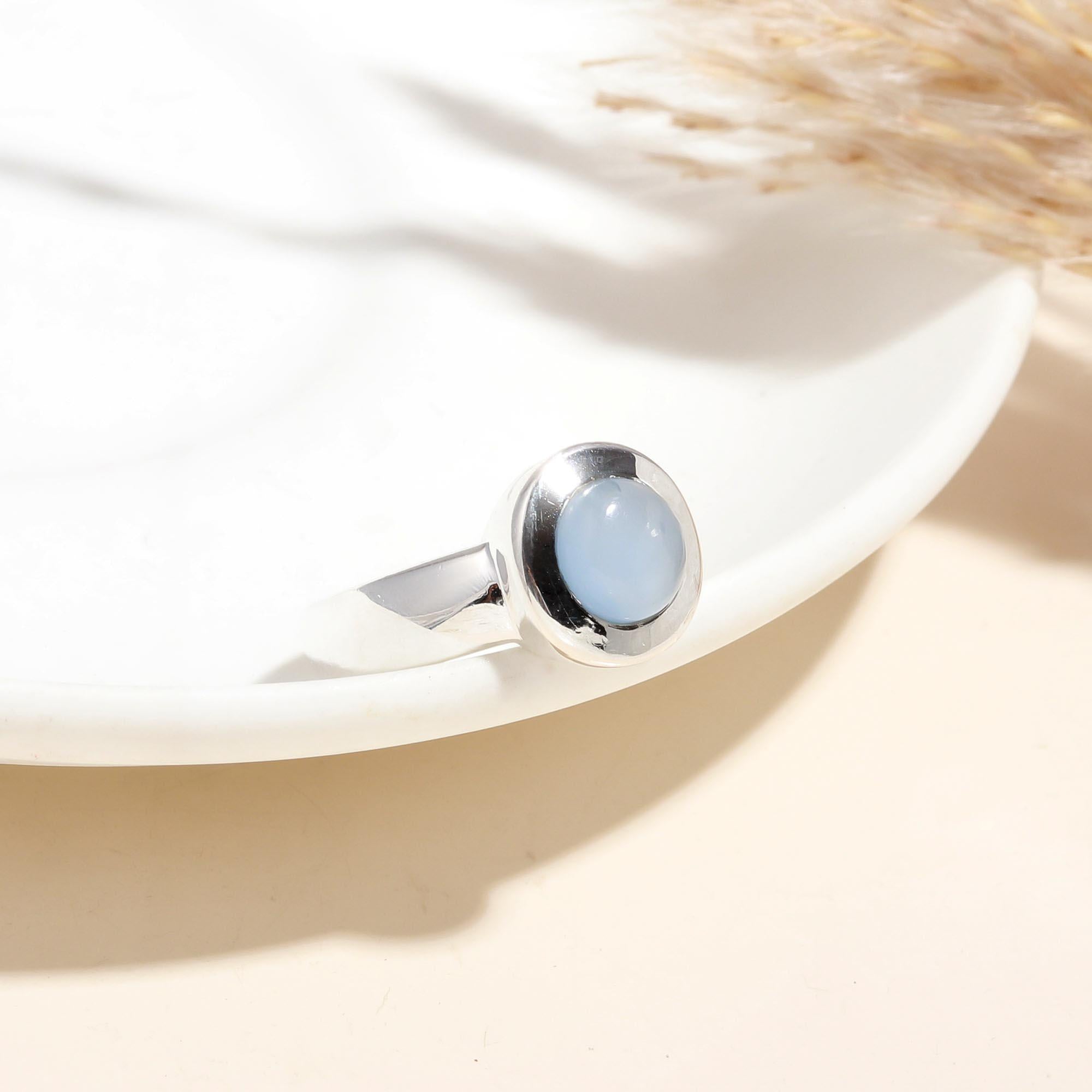 925 Silver Blue Chalcedony Ring
