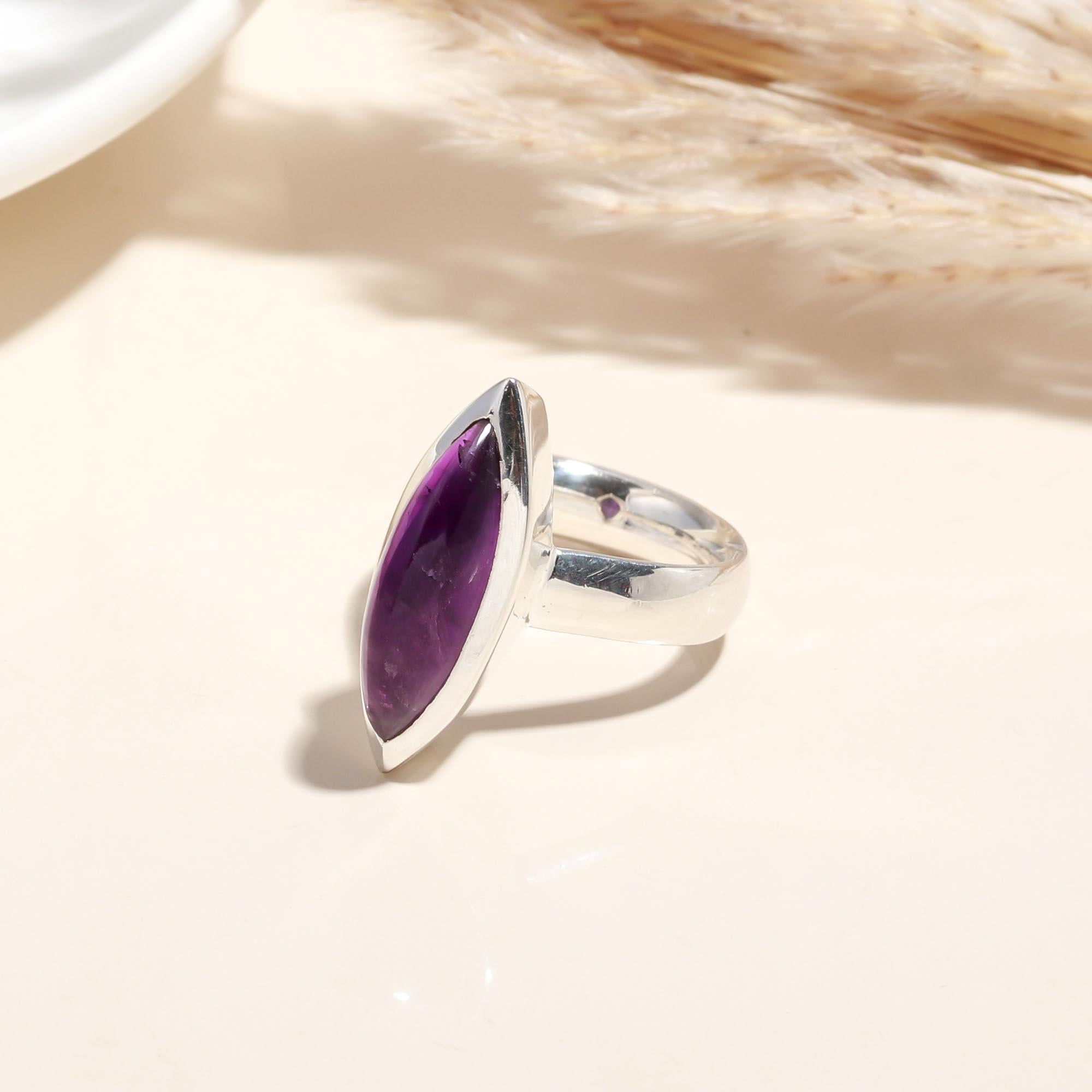 925 Silver Marquise Amethyst Ring