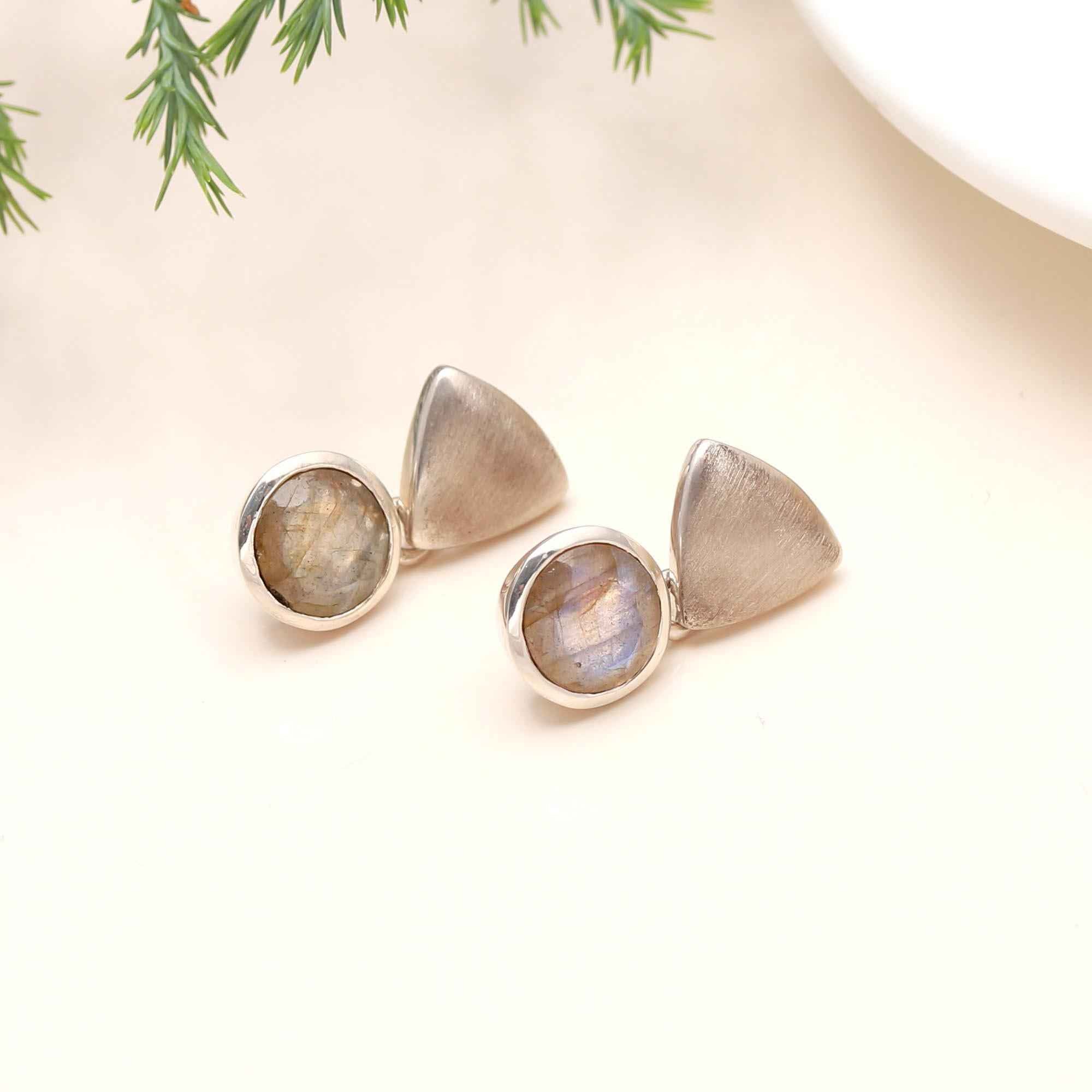 The Geometric Mystic: Brushed Silver Triangle Earrings