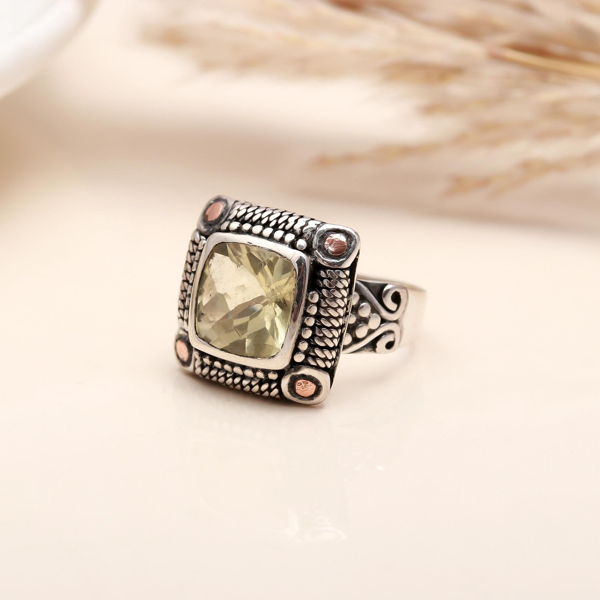 925 Silver Green Amethyst Ring