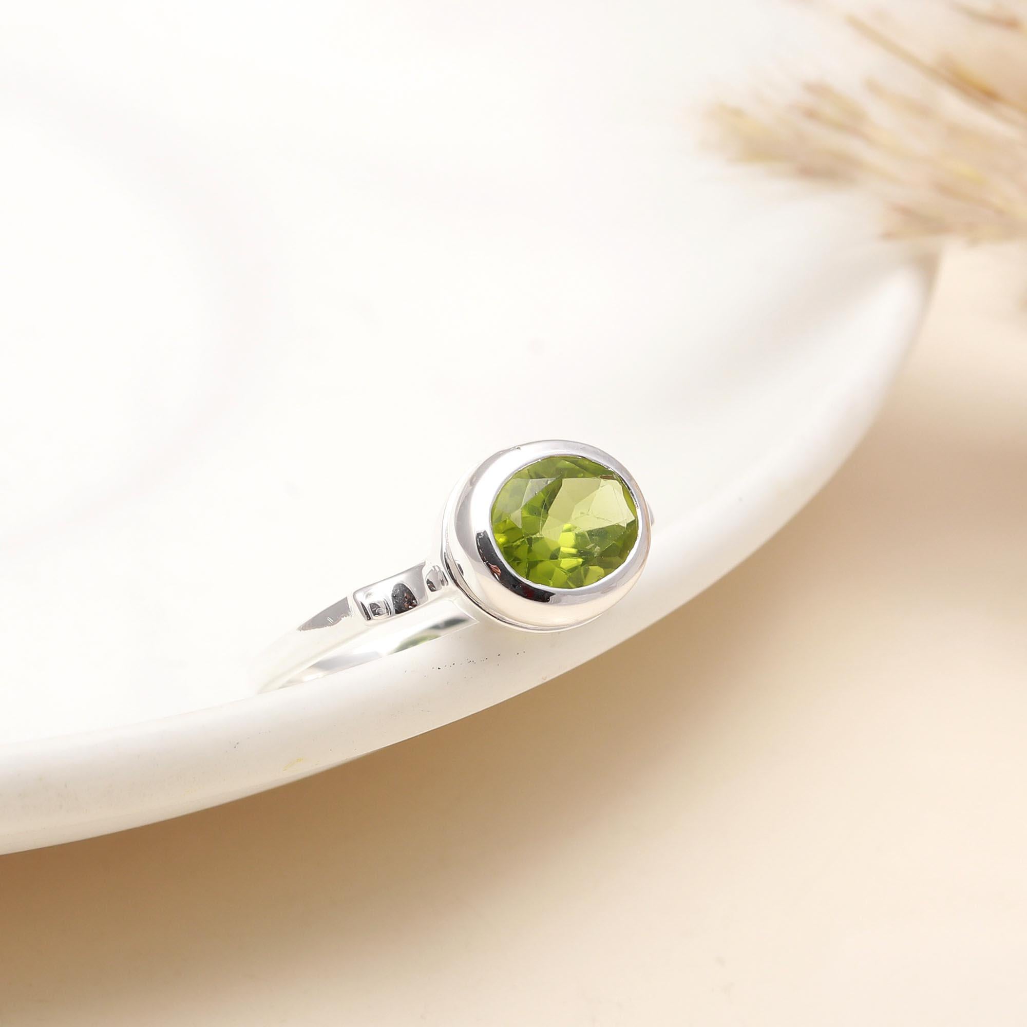 925 Silver Peridot Solitaire Ring