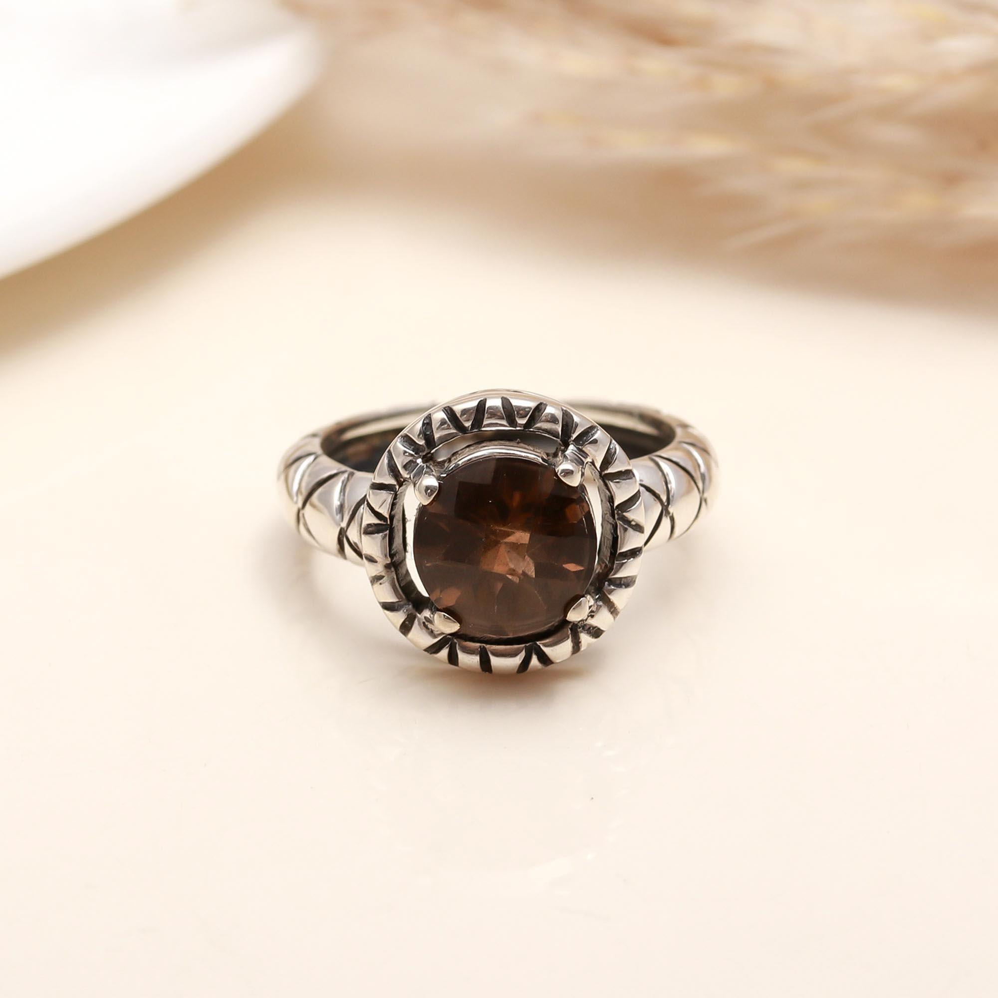 925 Silver Smoky Quartz Ring