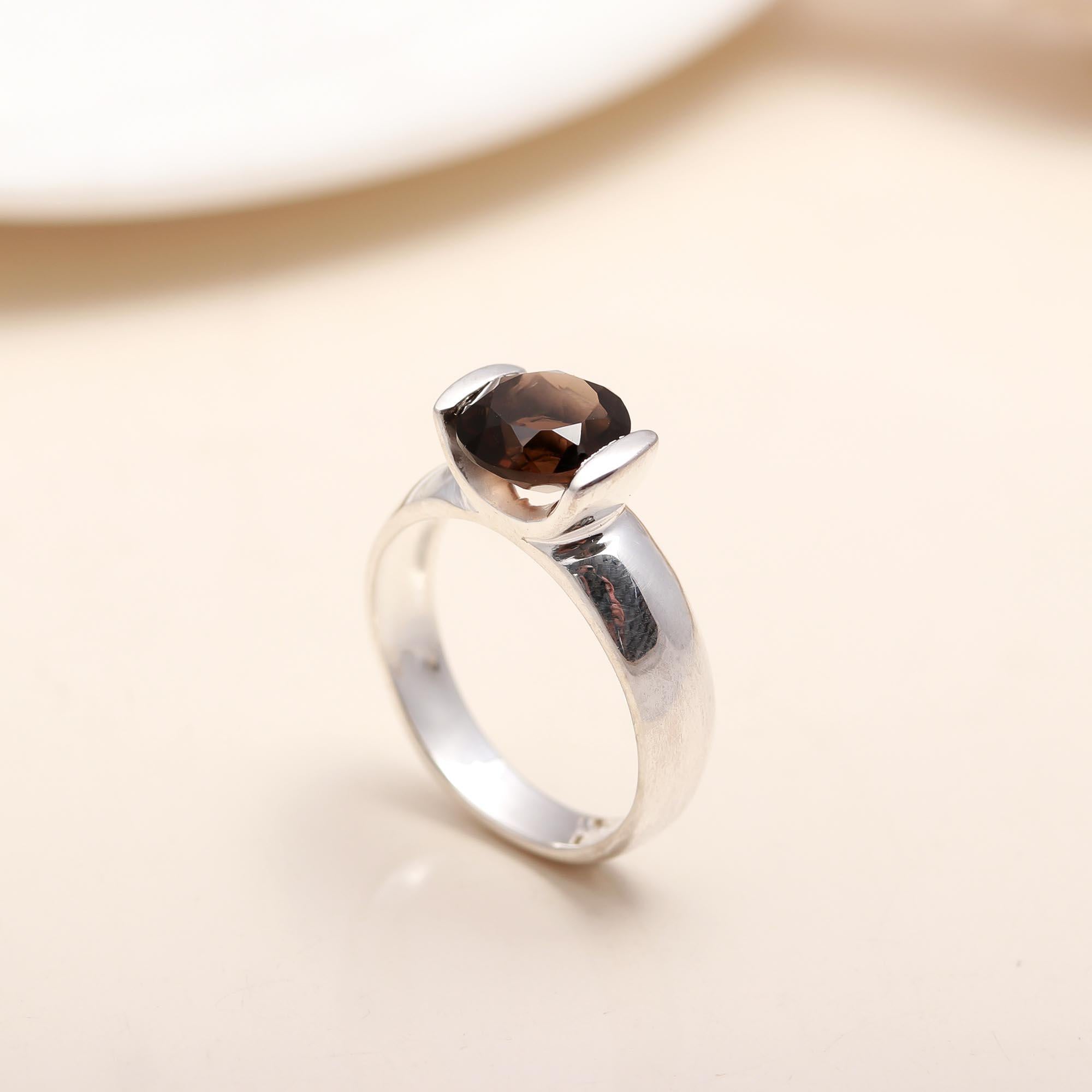 925 Silver Smoky Quartz Ring