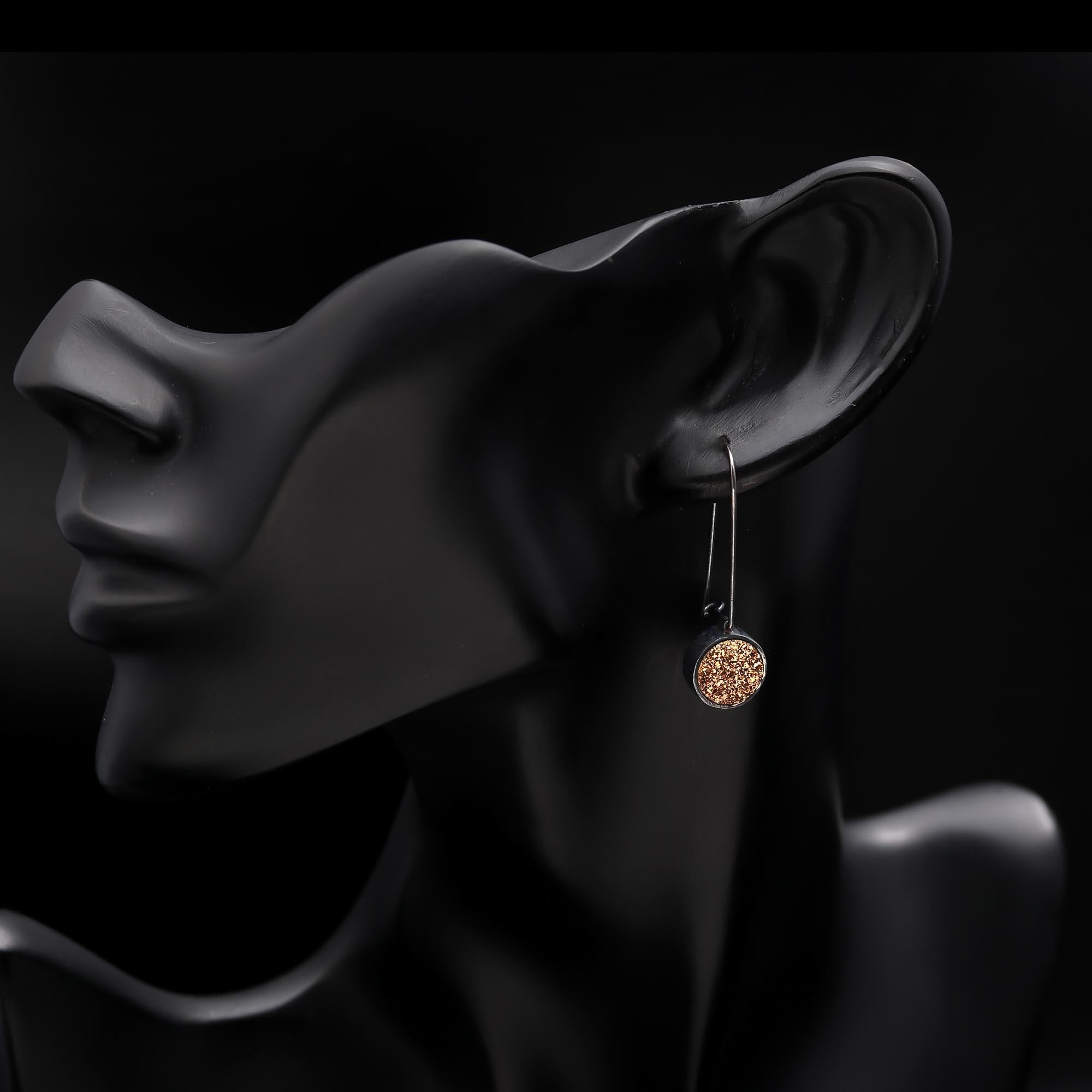 925 Silver Gold Druzy Drop Earrings