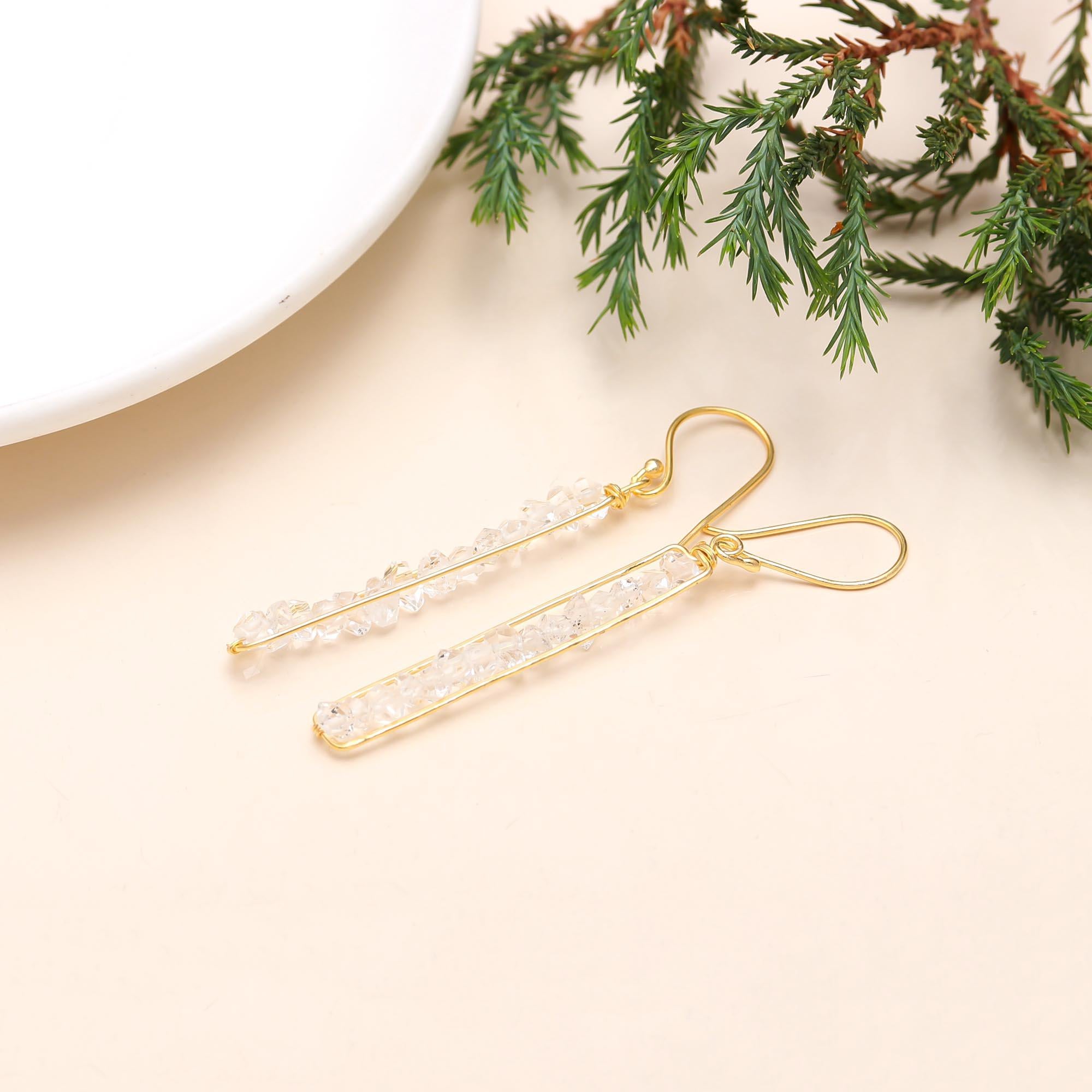 925 Sterling Silver Herkimer Diamond Long Dangle & Drop Earrings