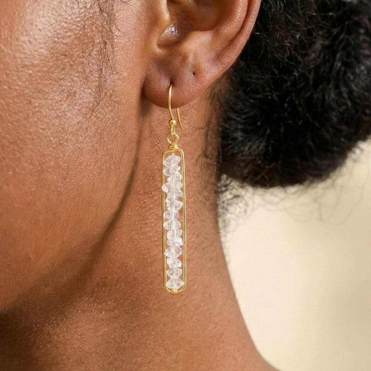 925 Sterling Silver Herkimer Diamond Long Dangle & Drop Earrings