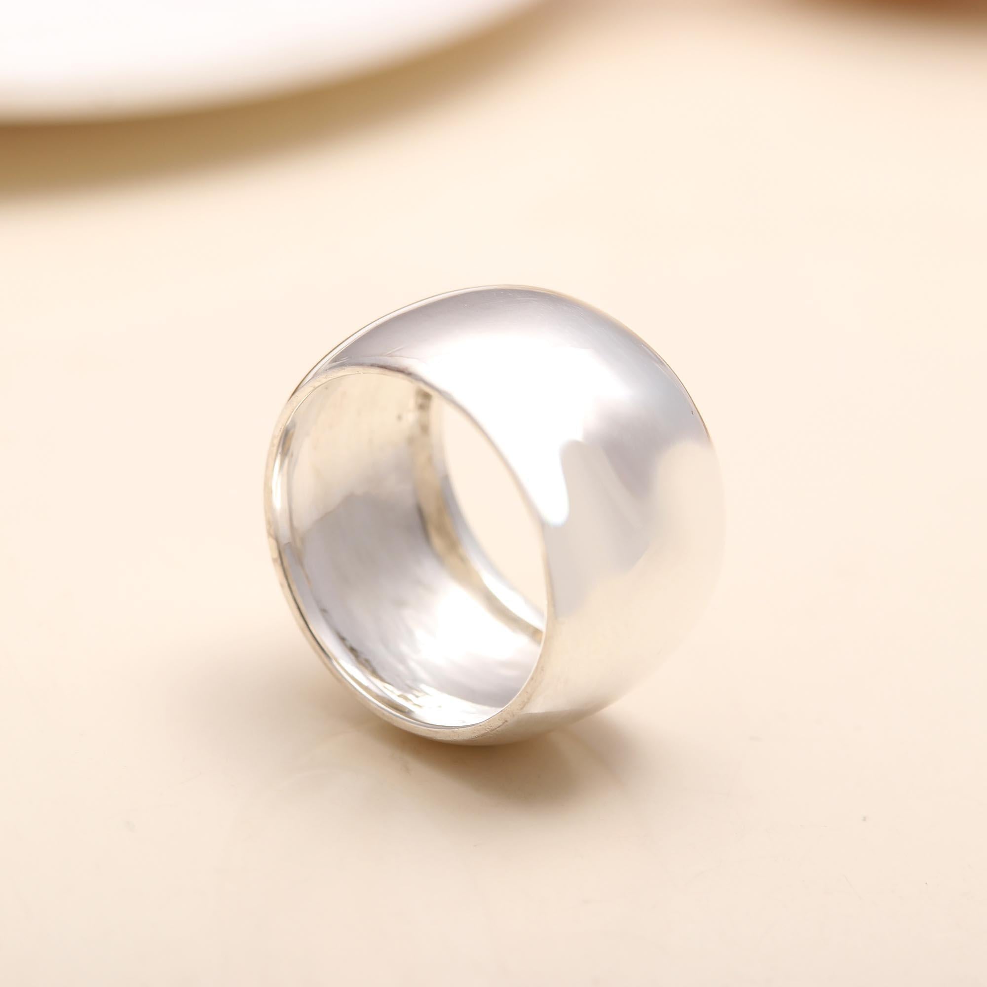 925 Silver Wide Dome Statement Ring close-up