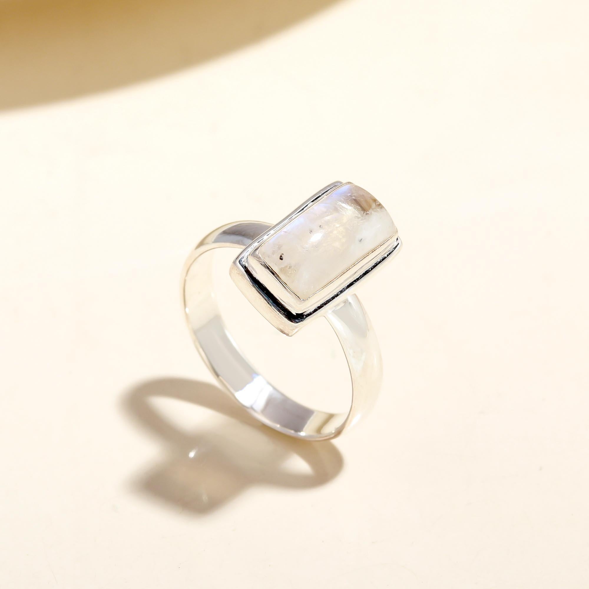 Handmade sterling silver moonstone ring
