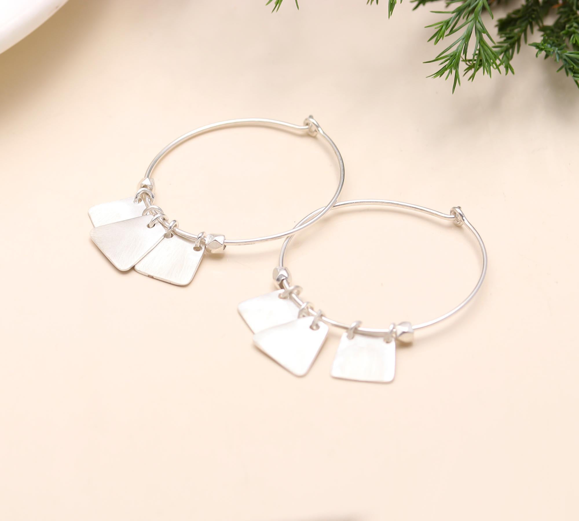 925 Sterling Silver Plain Designer Hoop Earrings