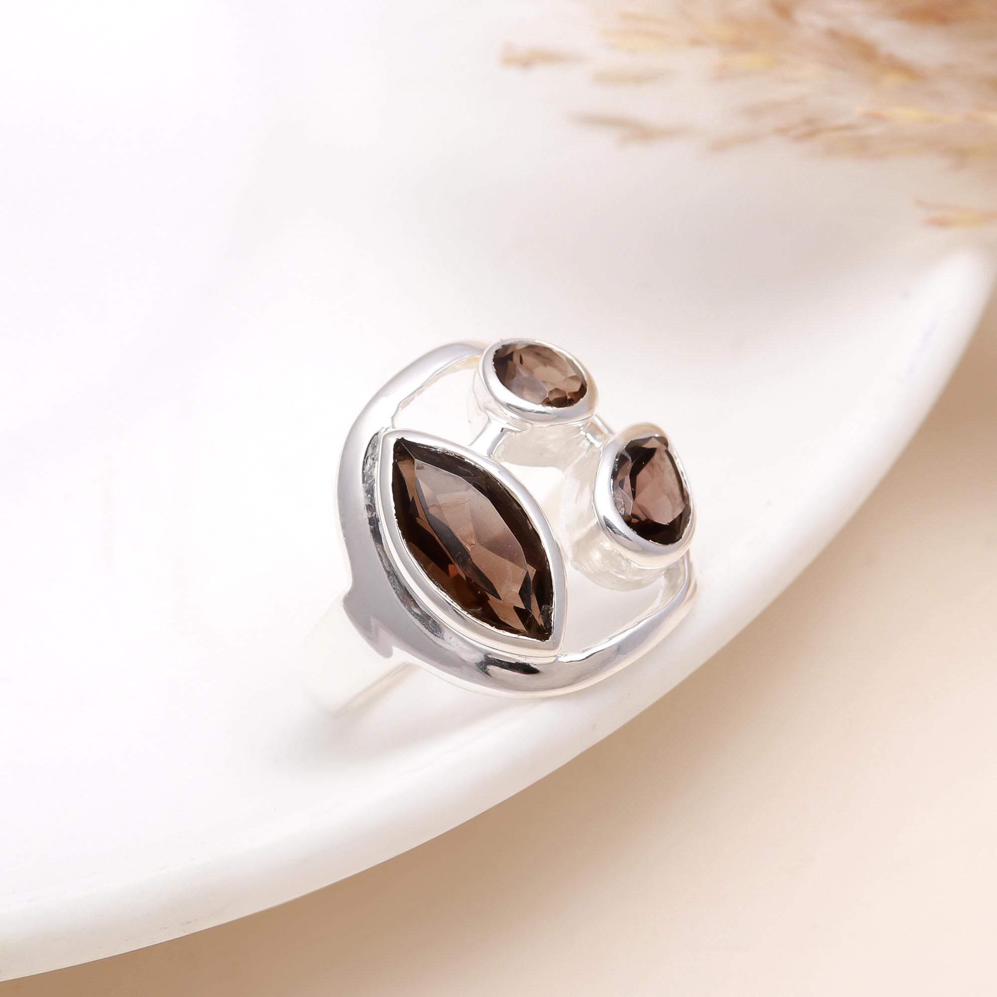 925 Silver Multi-Shape Garnet Open Frame Ring front view