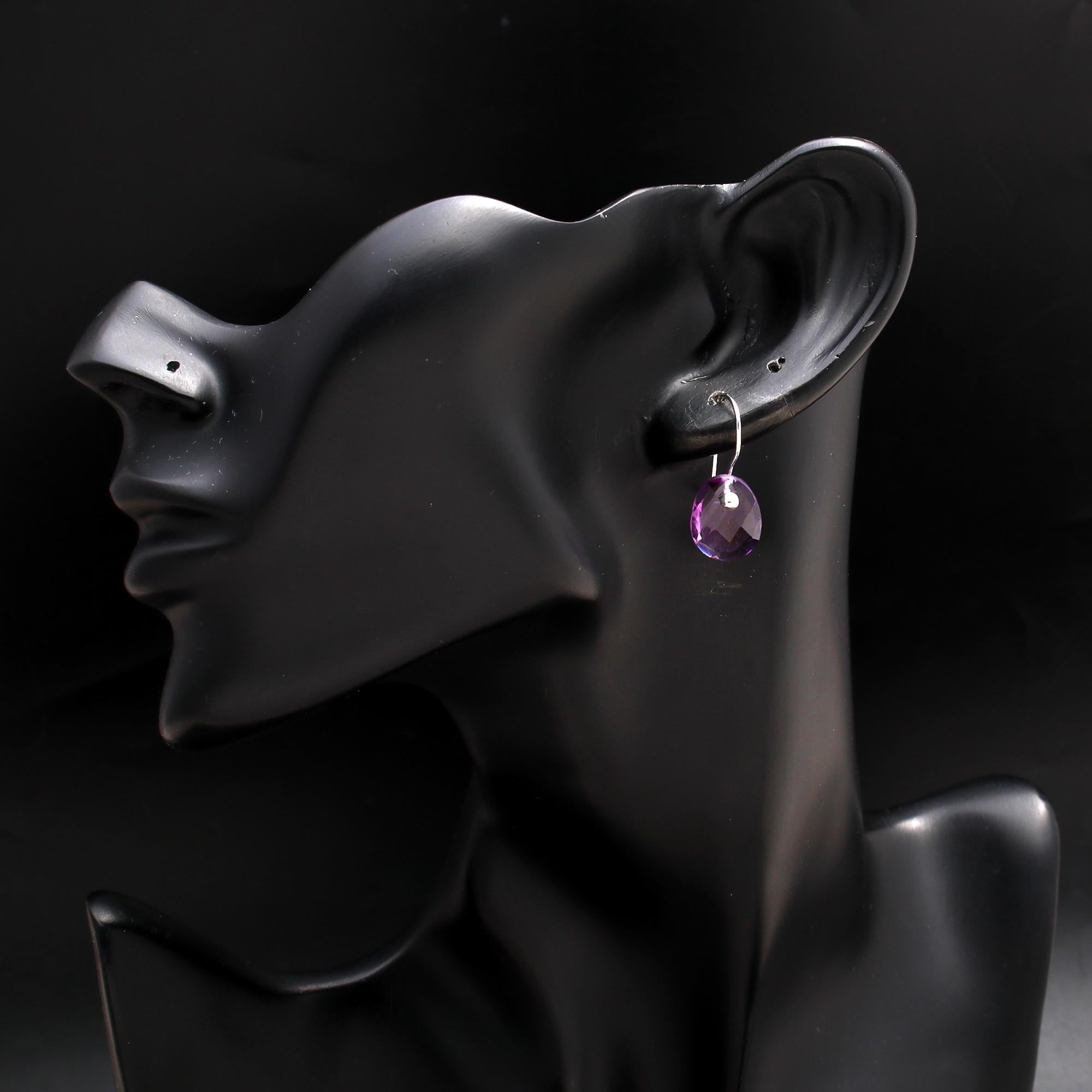 925 Silver Faceted Amethyst Dangle Earrings