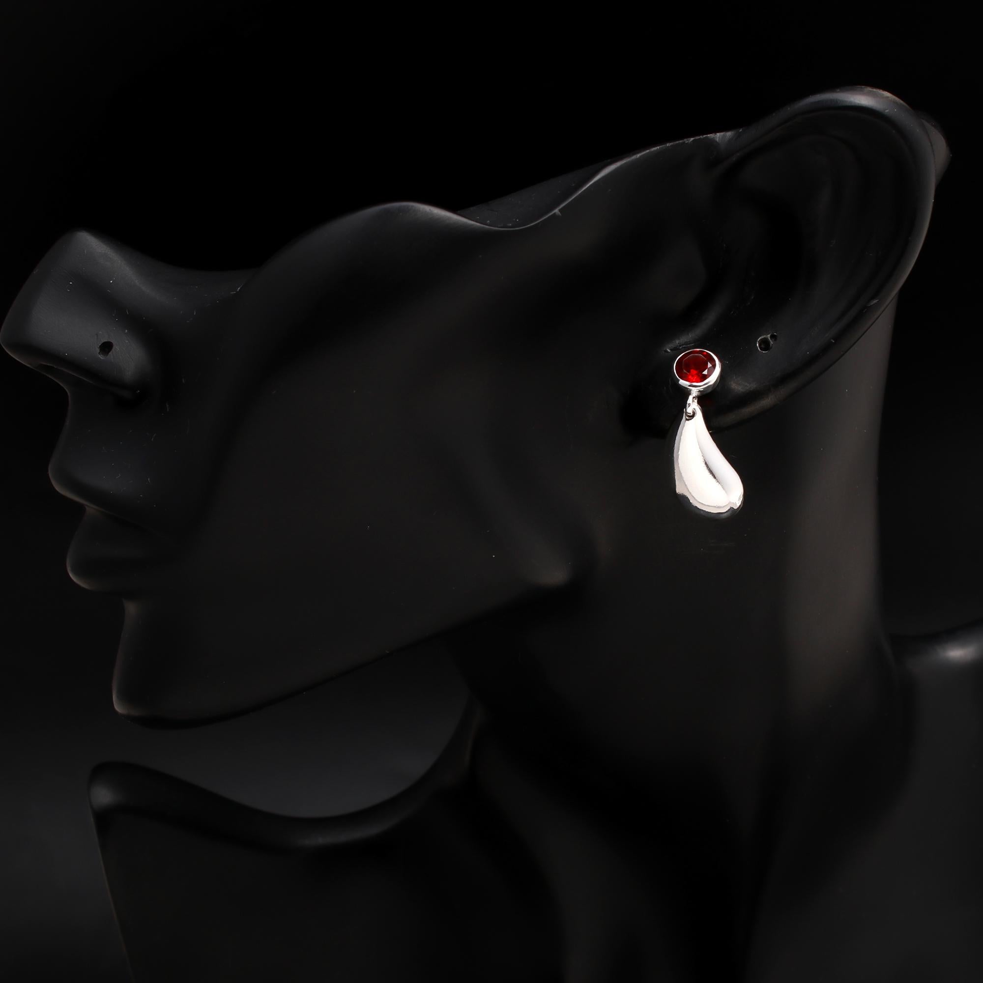 925 Silver Garnet Teardrop Drop Earrings