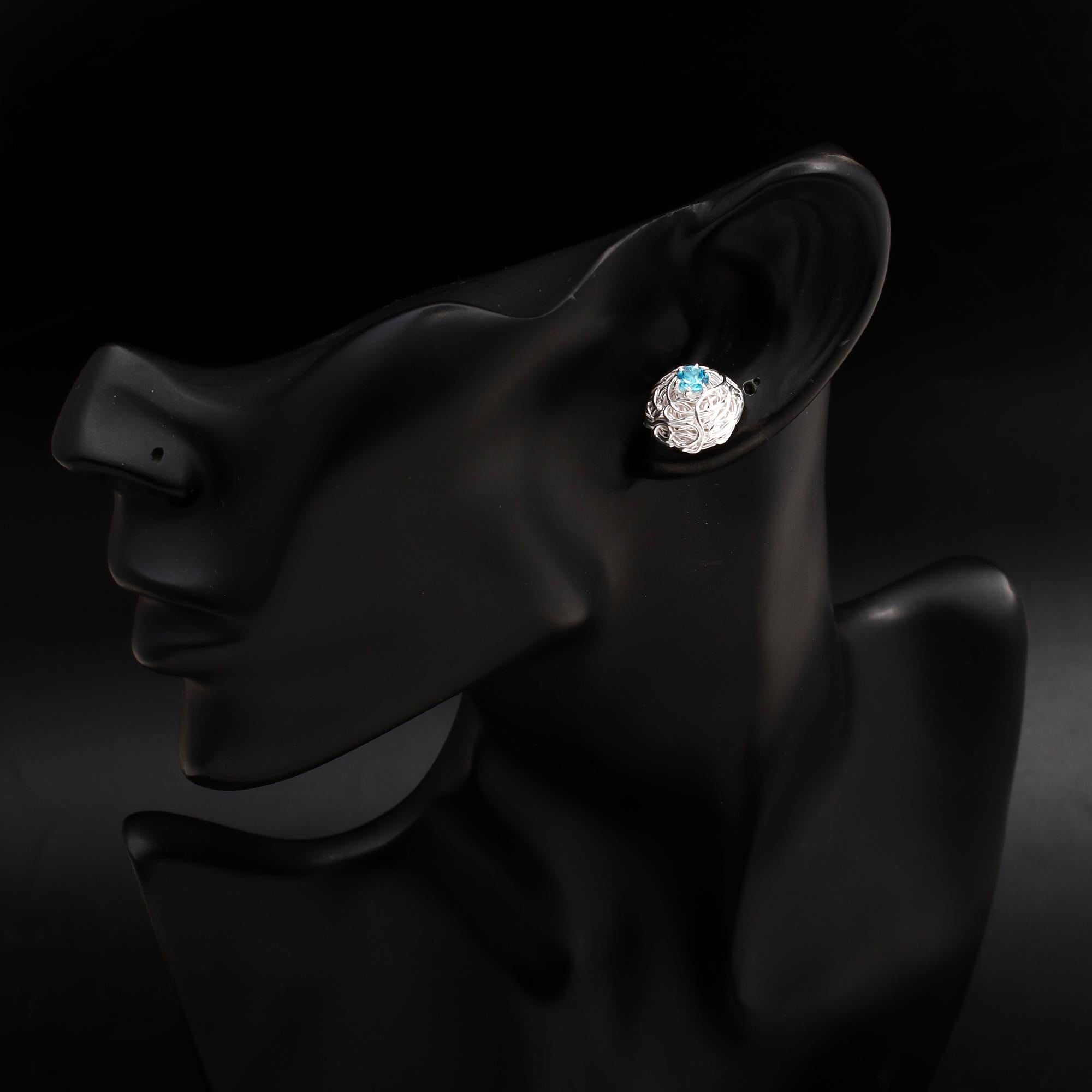 925 Silver Nest Blue Topaz Stud Earrings