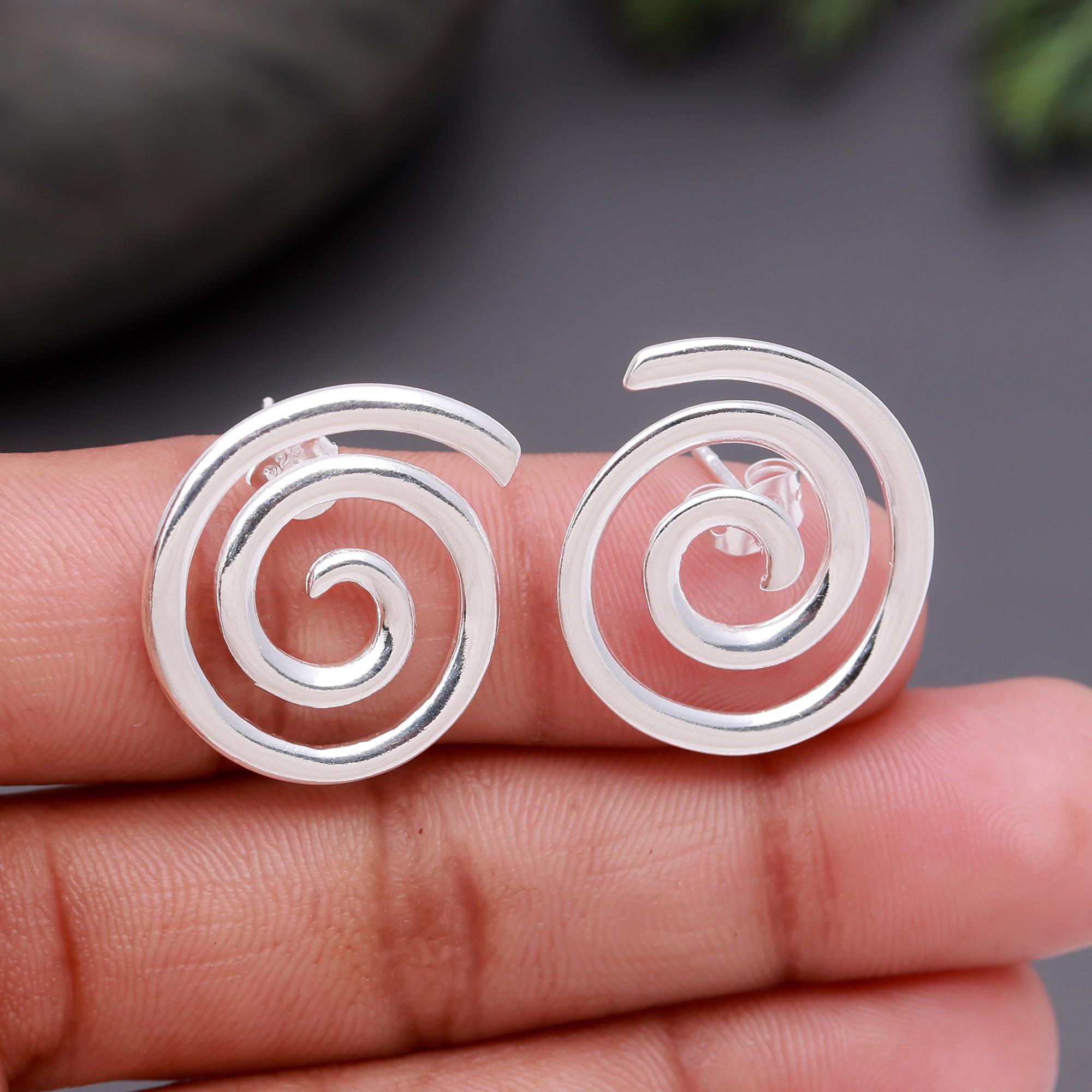 925 Silver Spiral Stud Earrings