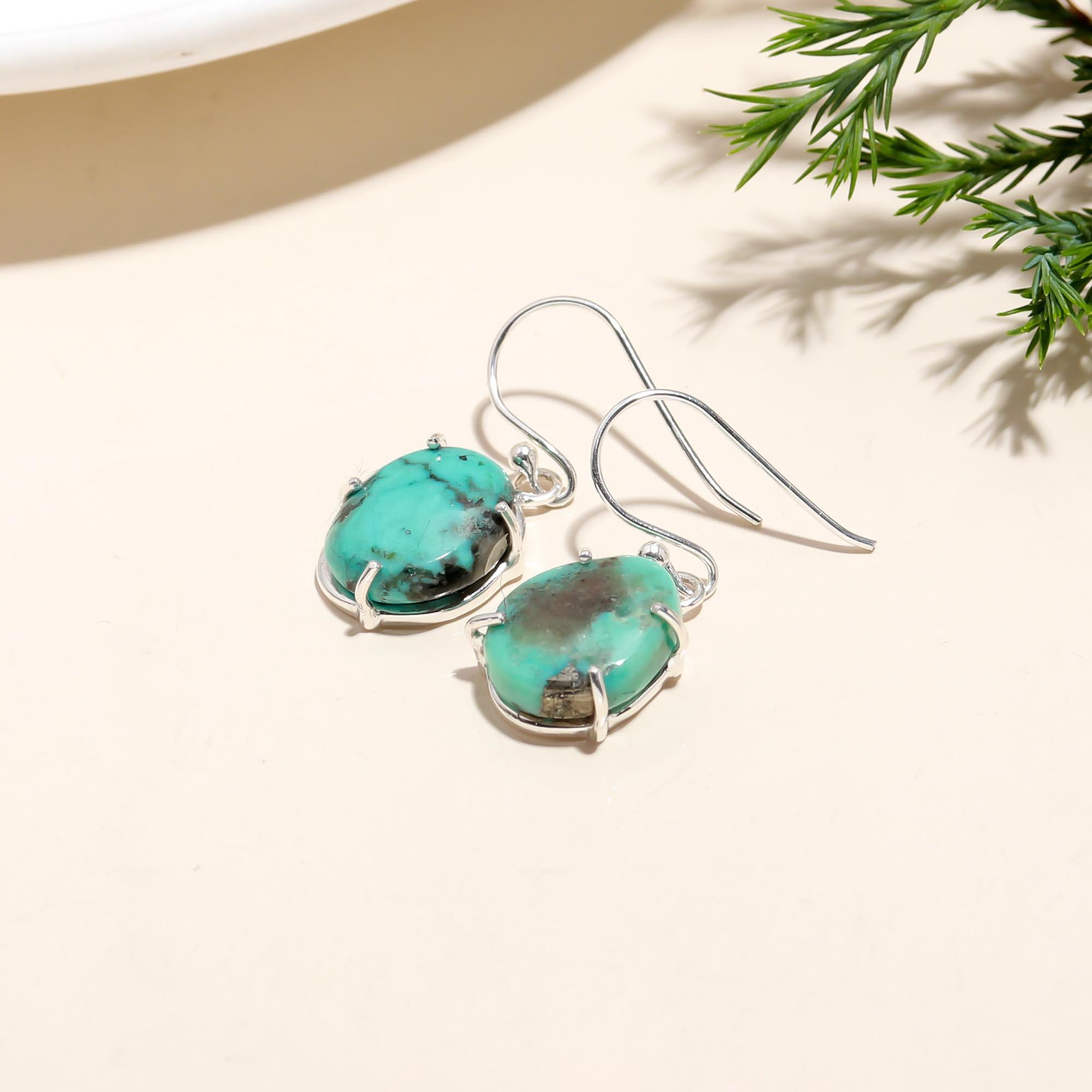 925 Silver Turquoise Dangle Earrings