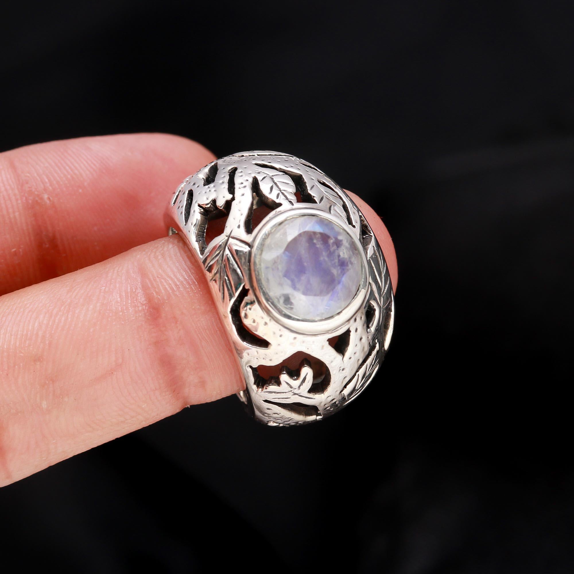 Nature-Inspired Moonstone Ring for Women