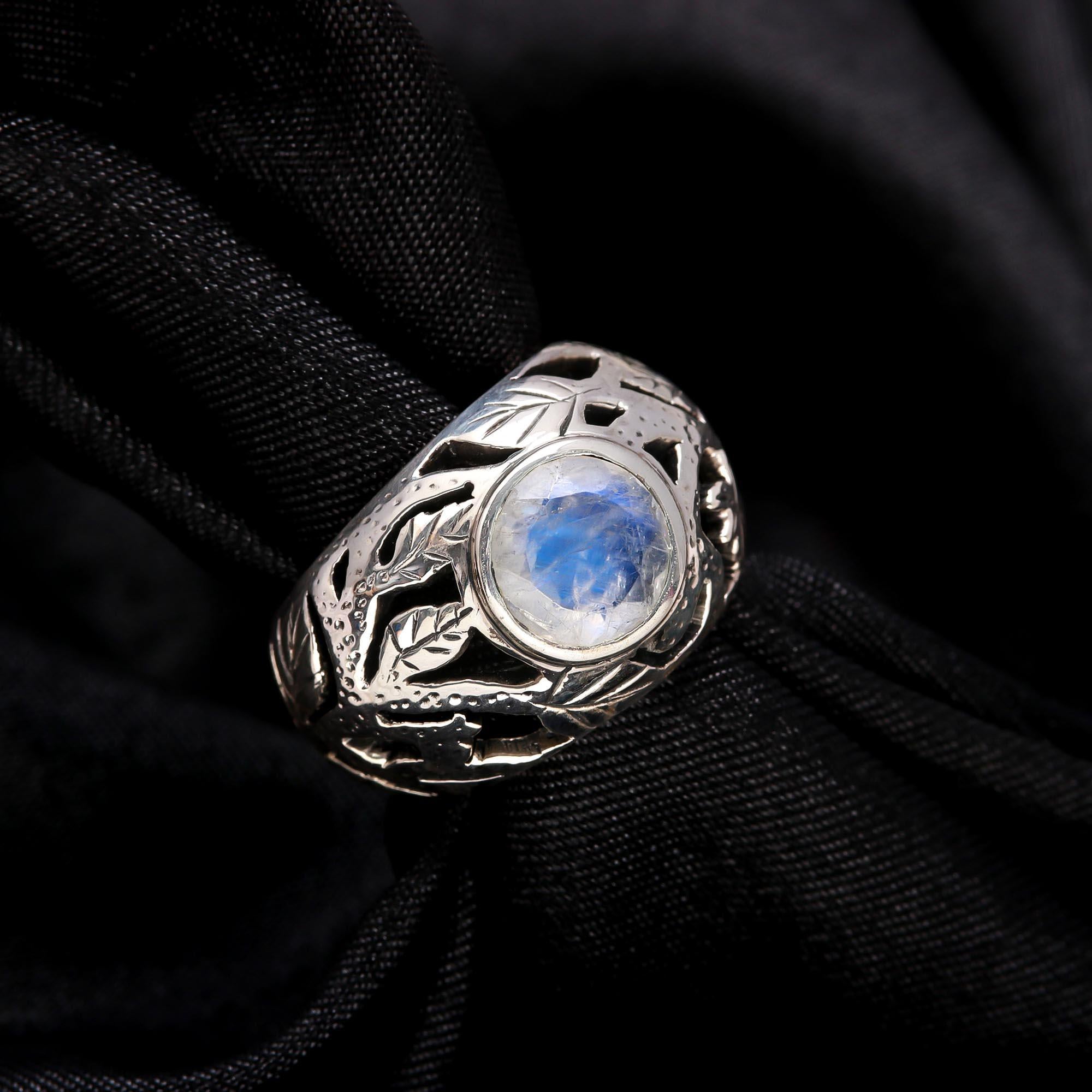 Oval Moonstone Sterling Silver Ring
