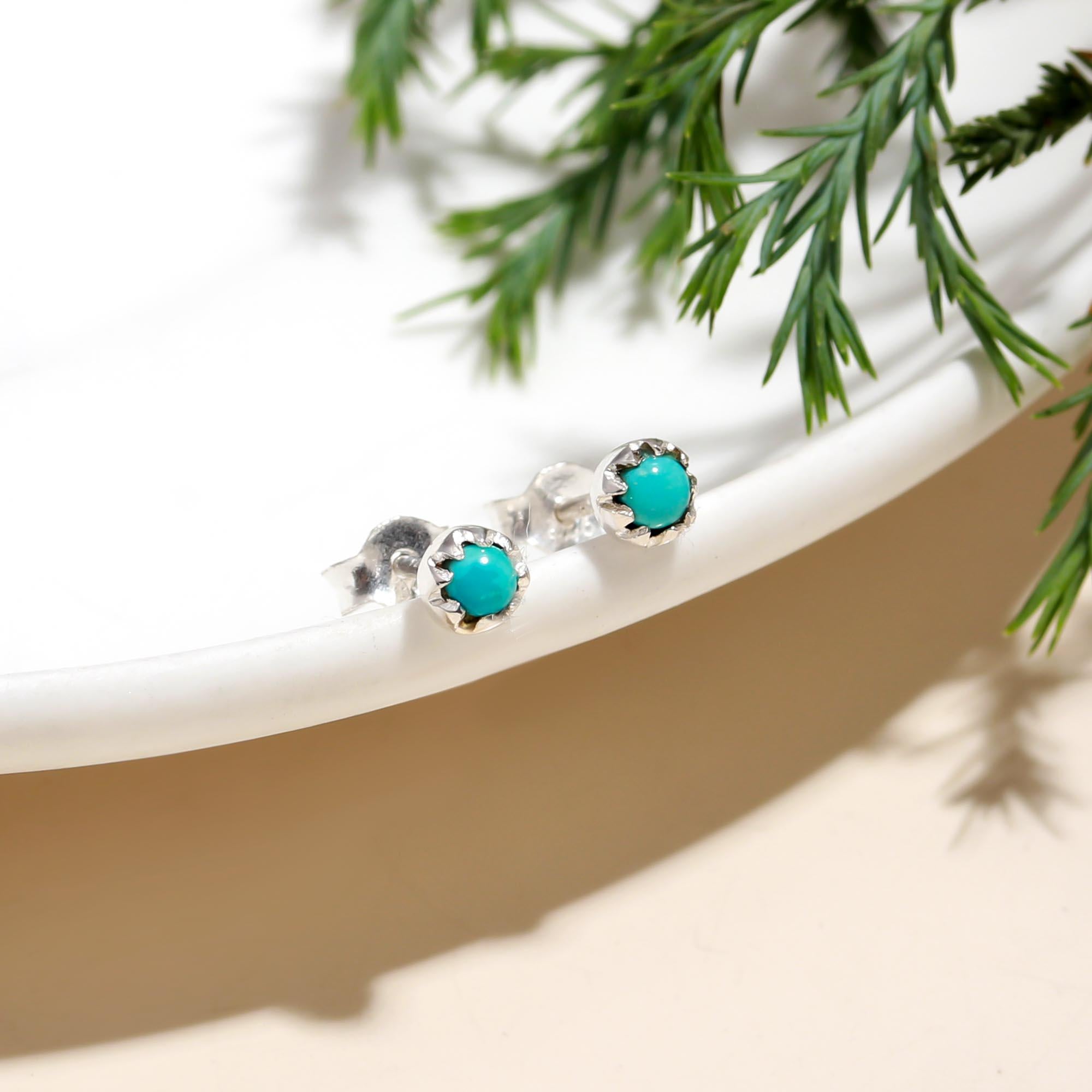 925 Silver Turquoise Stud Earrings