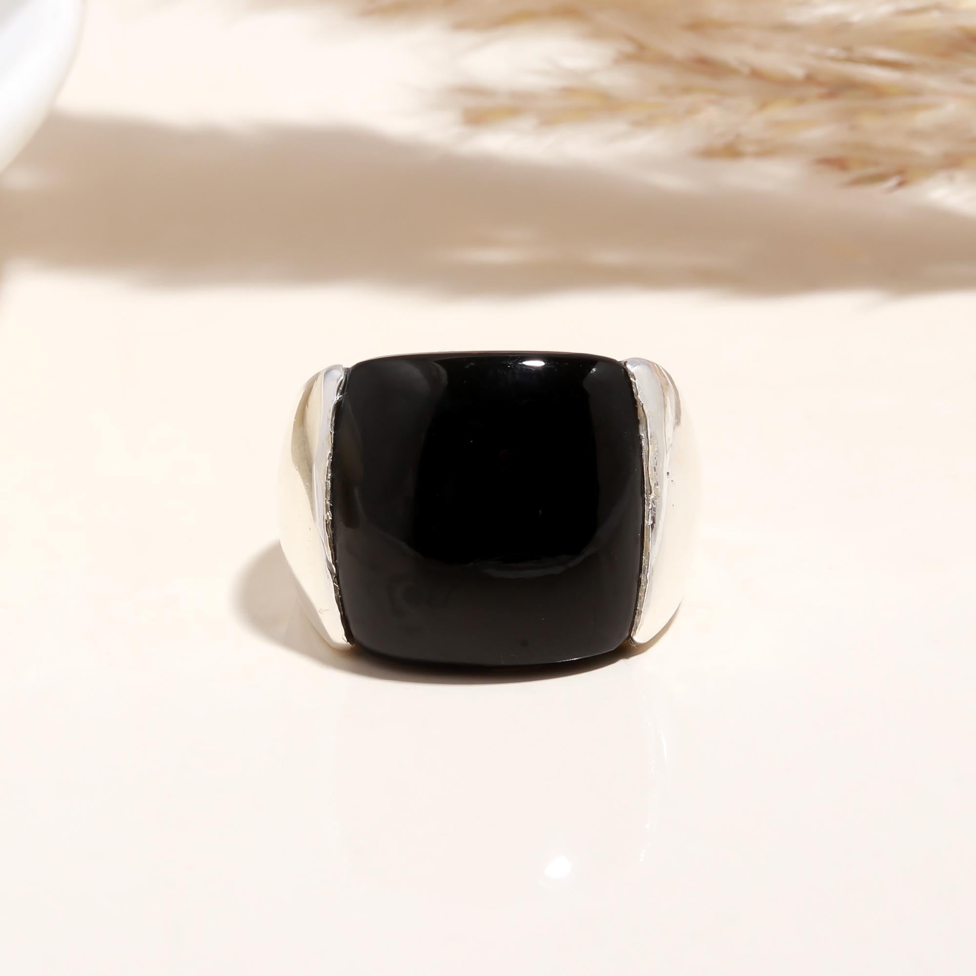 The Midnight Square: Inlay Black Onyx Ring