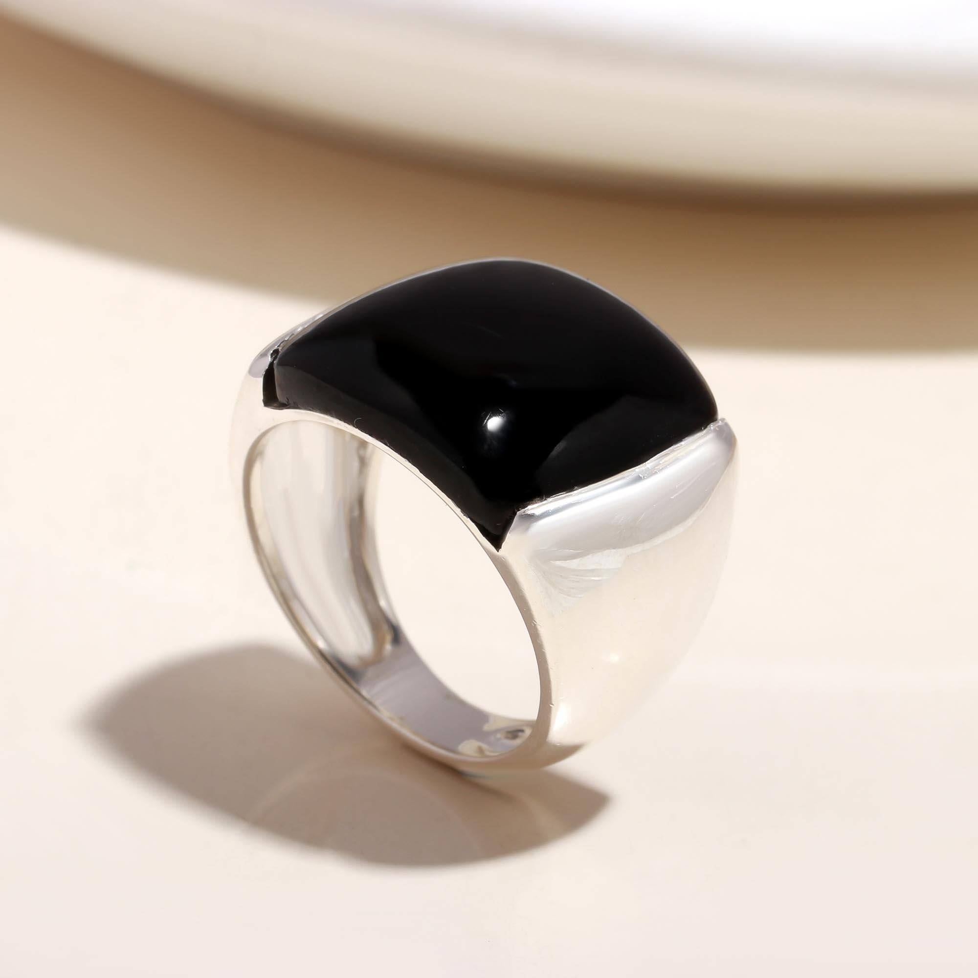 The Midnight Square: Inlay Black Onyx Ring