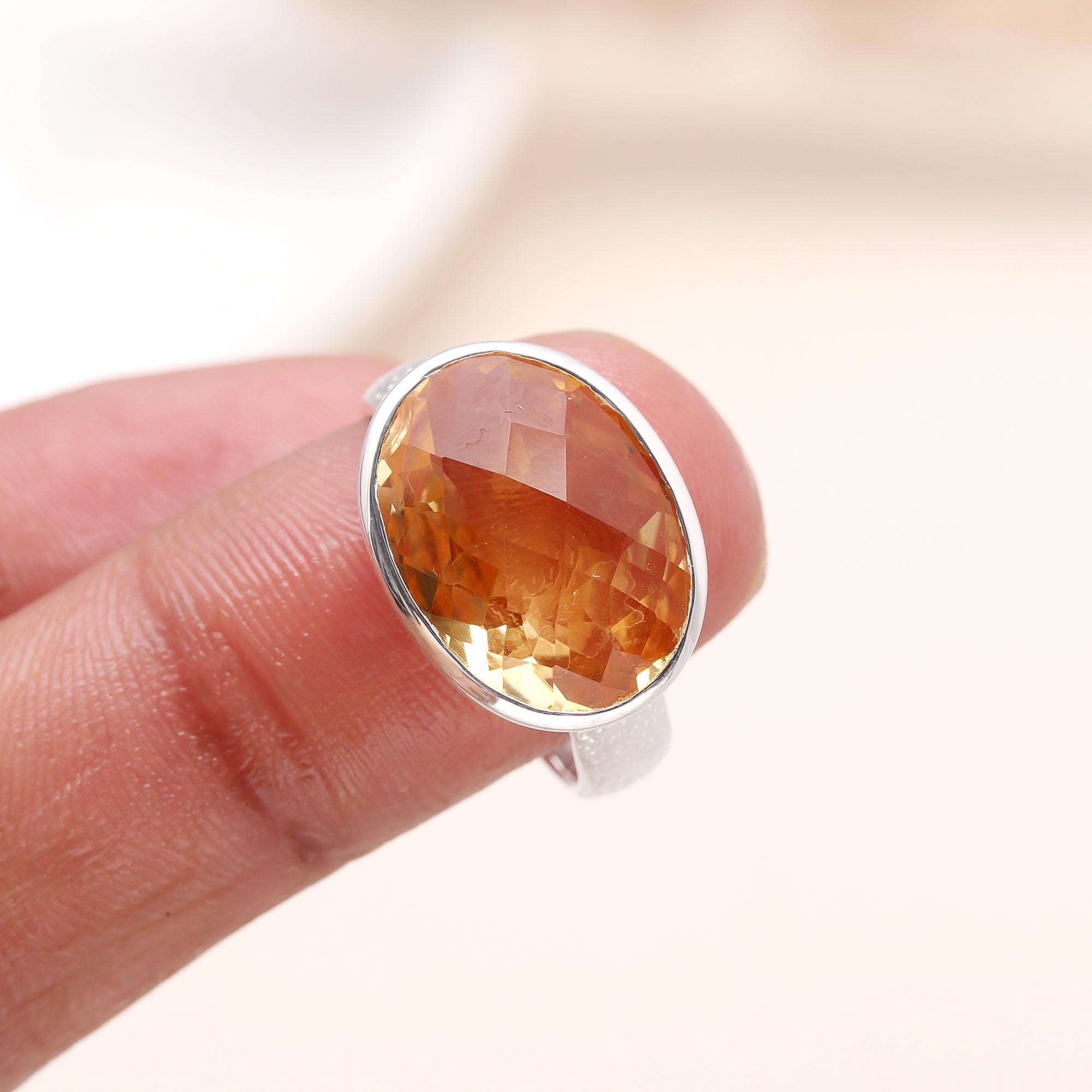 The Artisan Sun: Hammered Band Citrine Ring