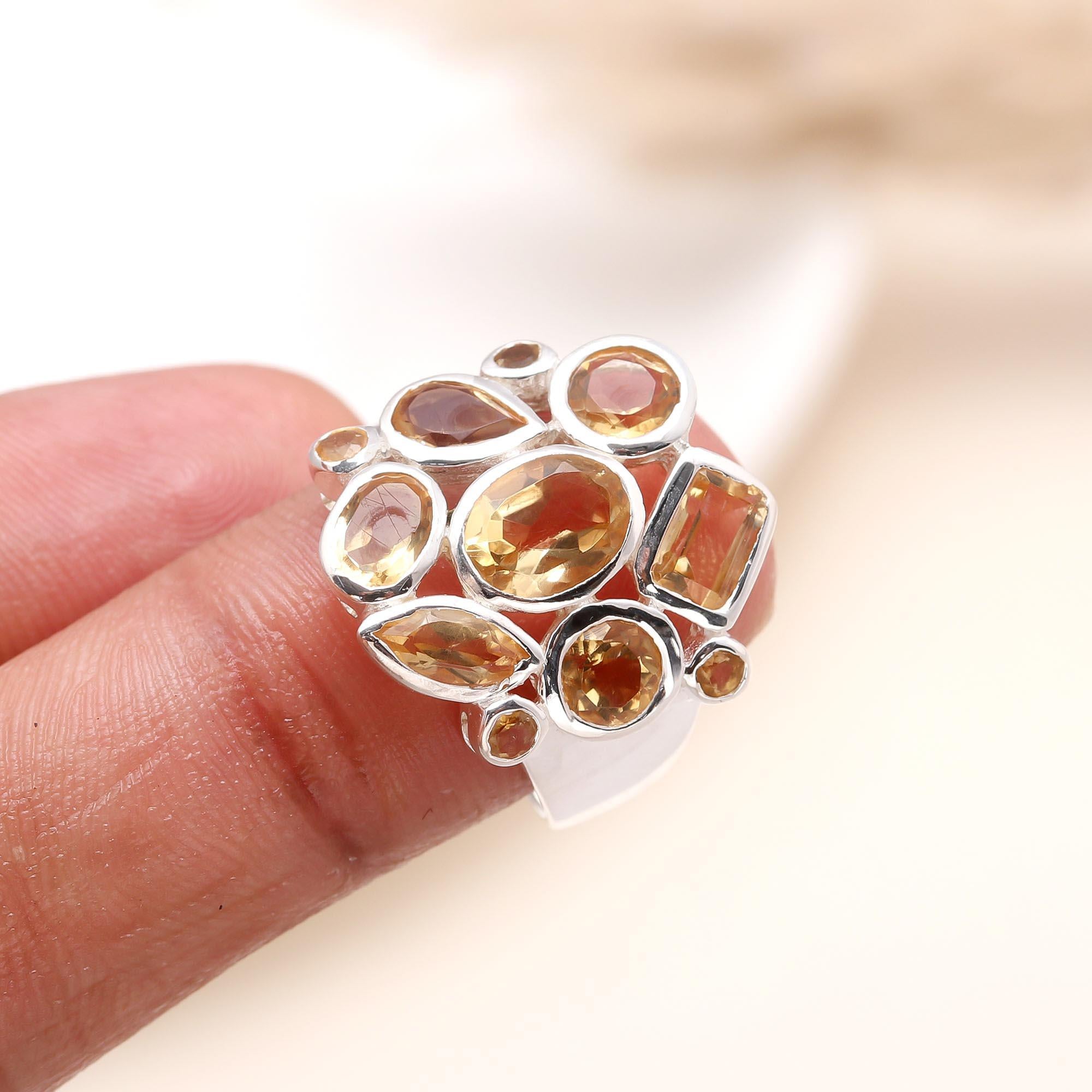 The Golden Hive: Multi-Stone Citrine Ring