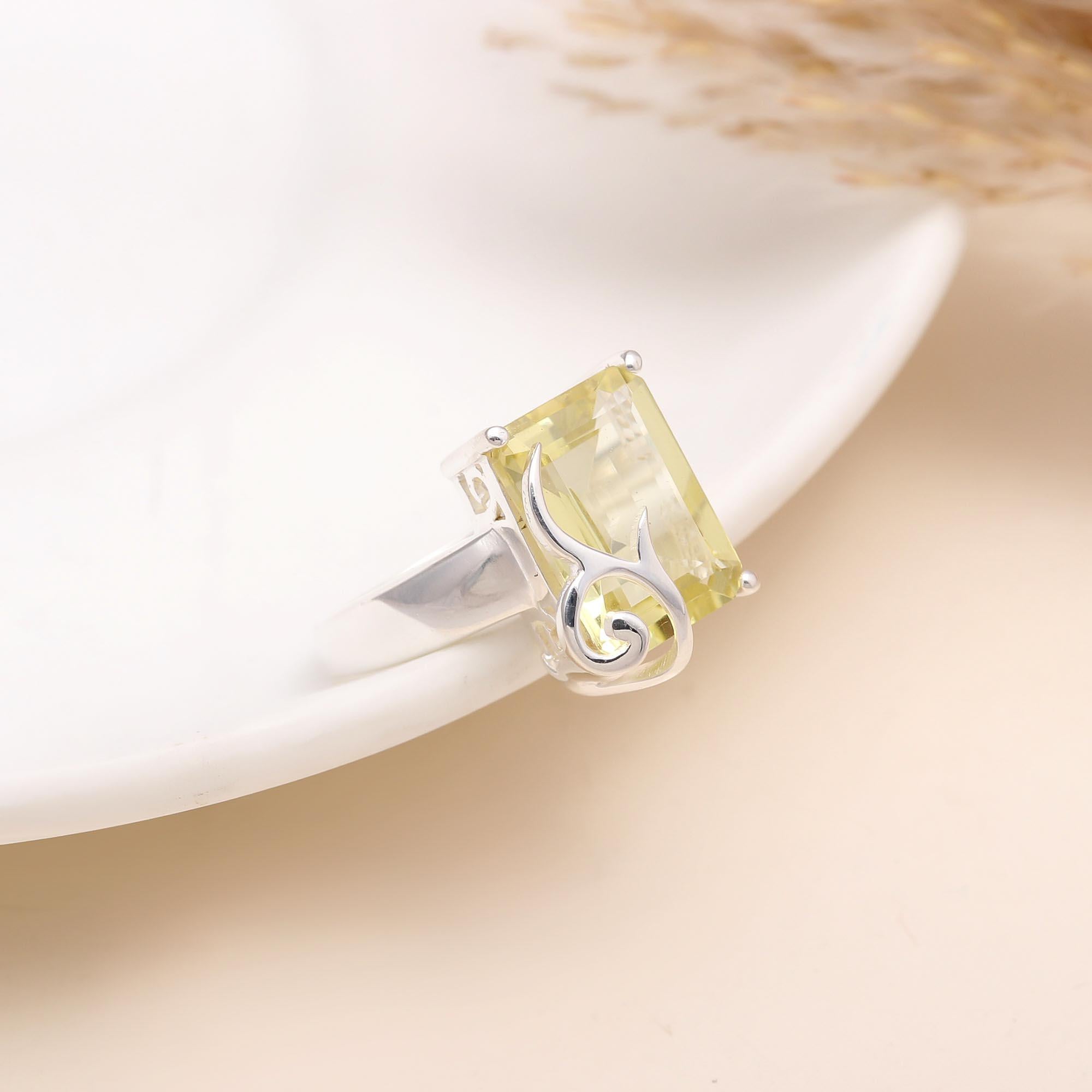 The Vintage Frame: Emerald Cut Lemon Quartz Ring