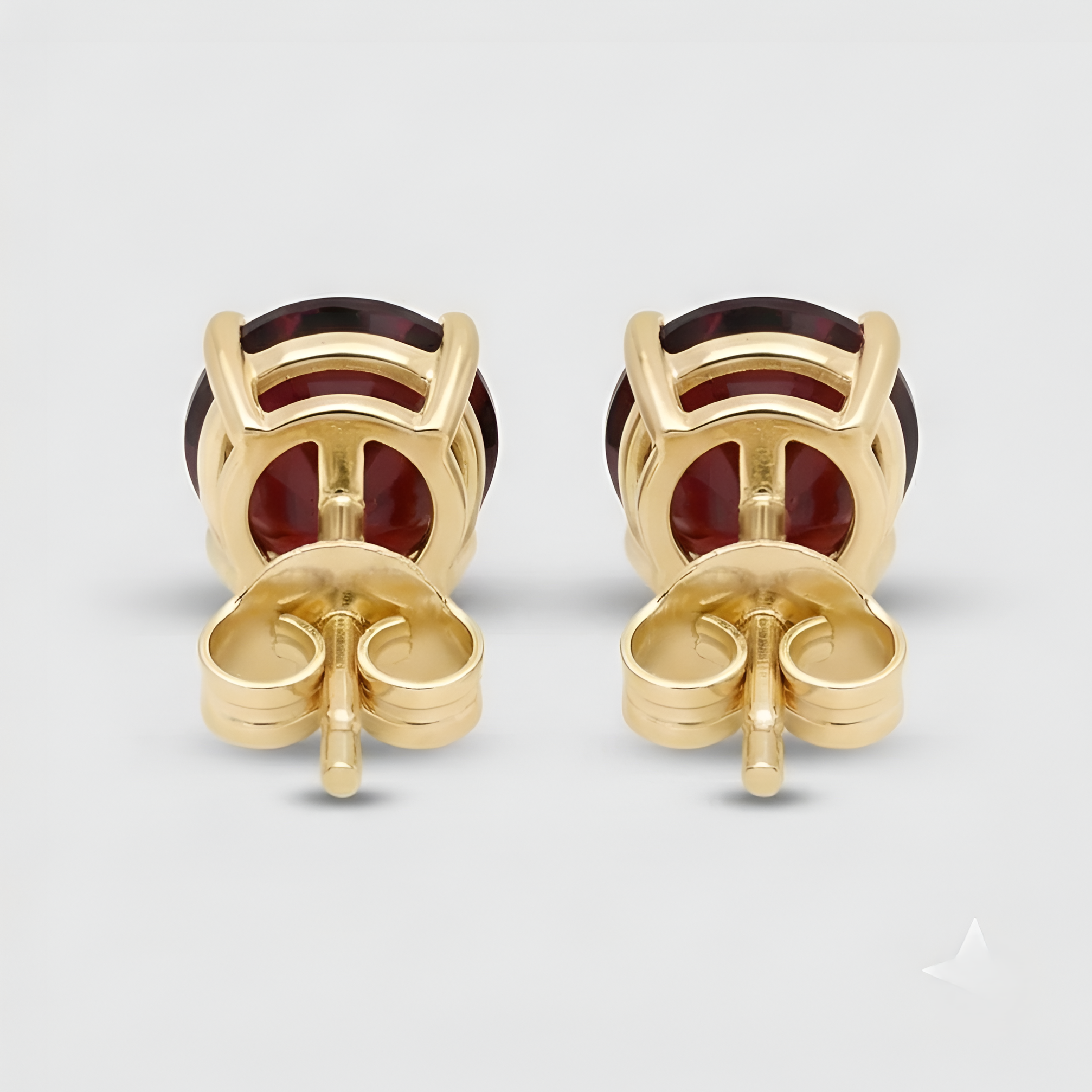 Classic Passion: Gold Plated Round Garnet Stud