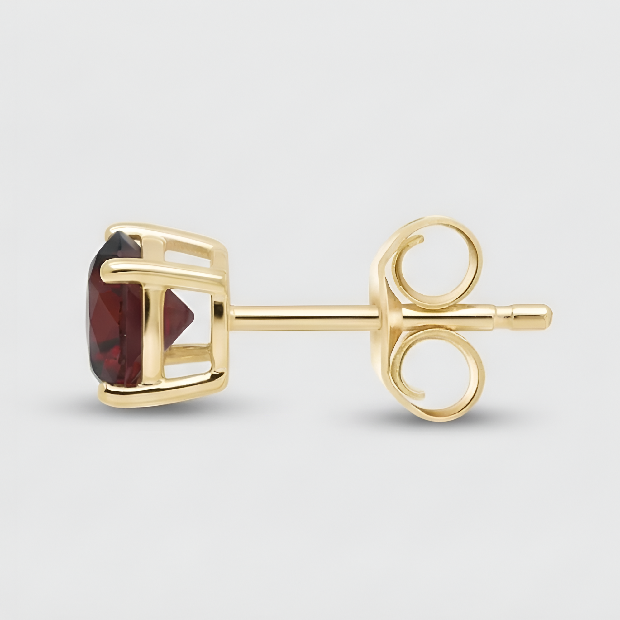 Classic Passion: Gold Plated Round Garnet Stud