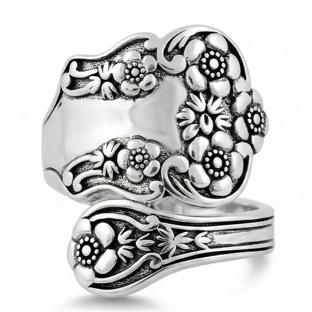 The Heirloom Bloom: Silver Floral Spoon Ring