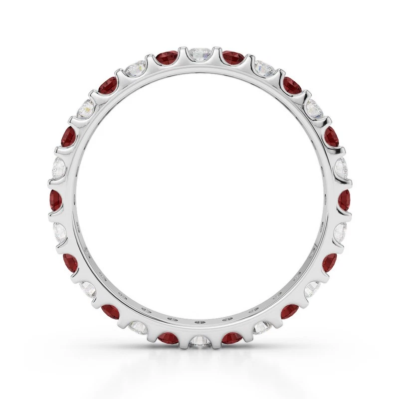 The Crimson Rhythm : Garnet & Moissanite Eternity Ring