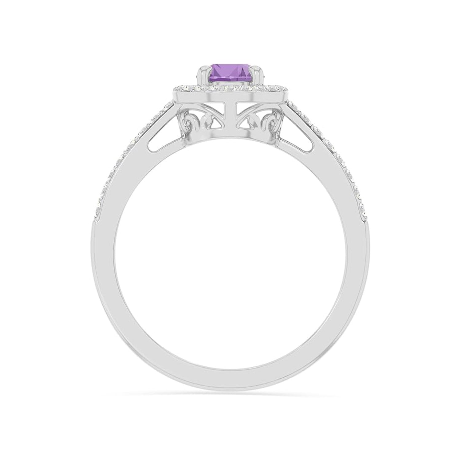 The Regal Violet: Amethyst & Moissanite Halo Ring