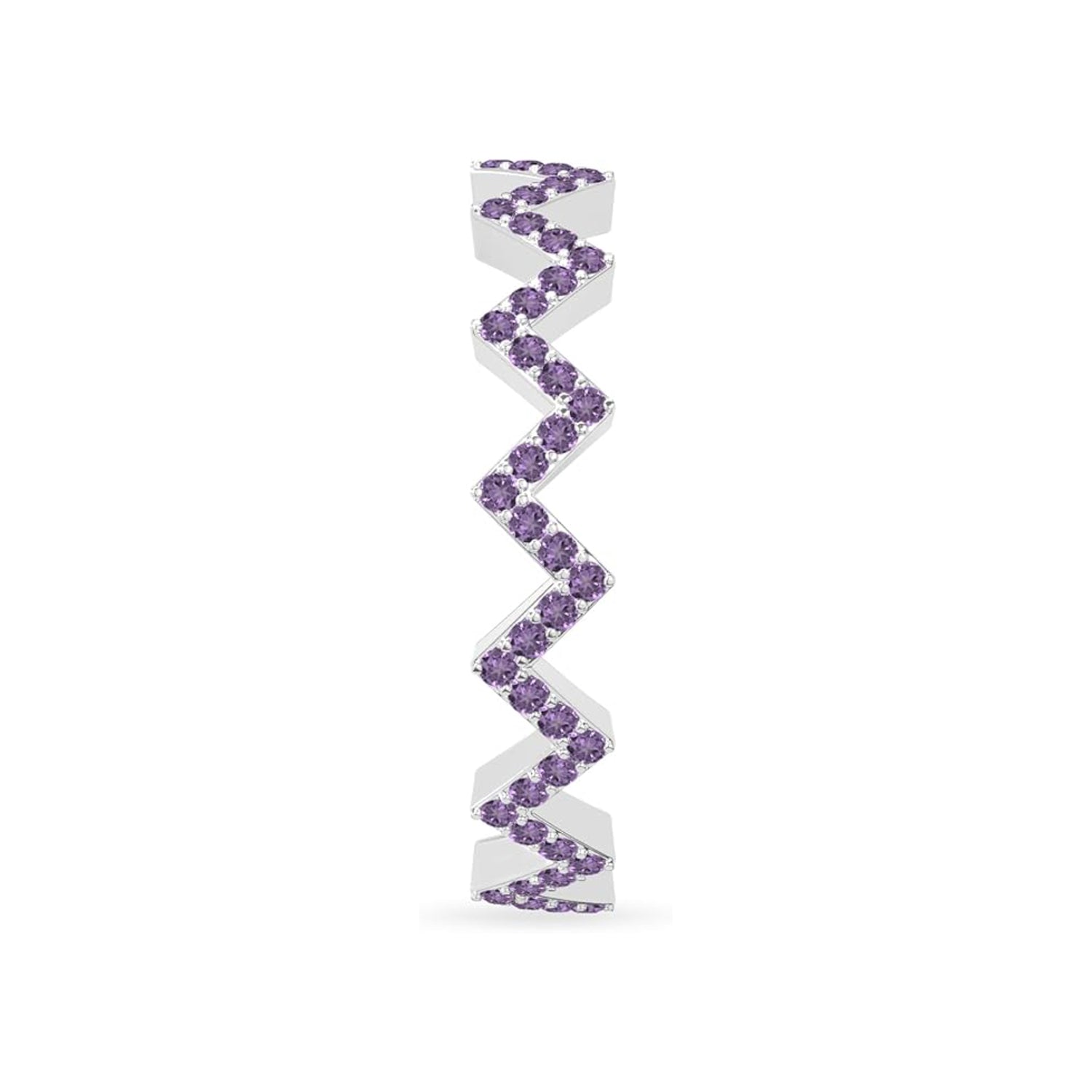 The Geometric Pulse: Amethyst Pave Zigzag Ring