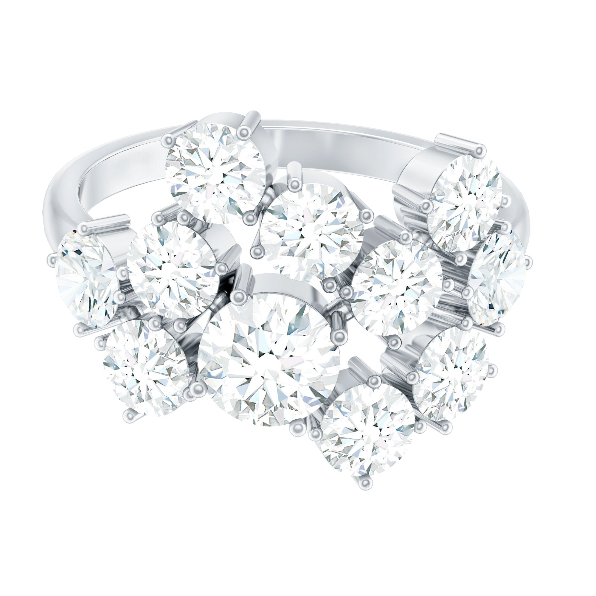 Brilliant Round Moissanite Cluster Ring – 4.14 CT Diamond-Look Luxury