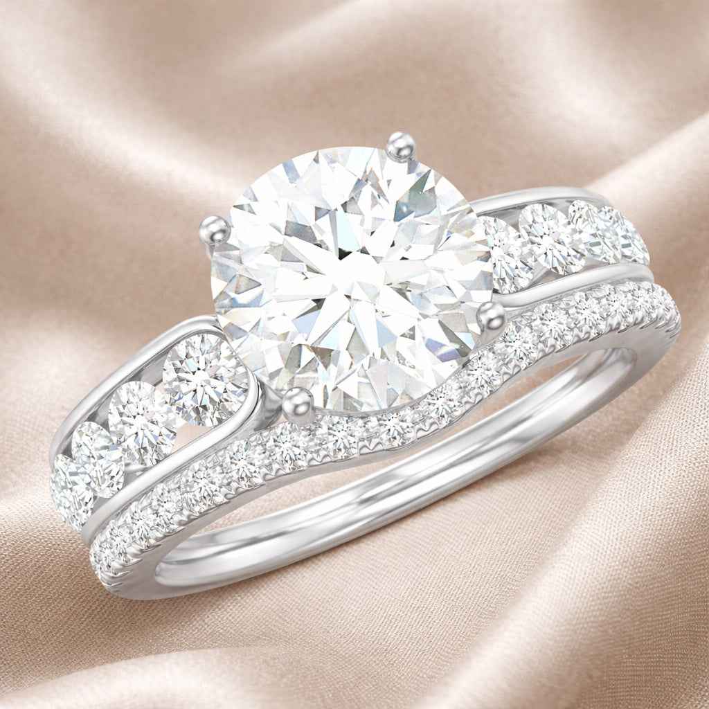 The Luminous Halo: 1.5ct Oval Moissanite Pavé Engagement Ring