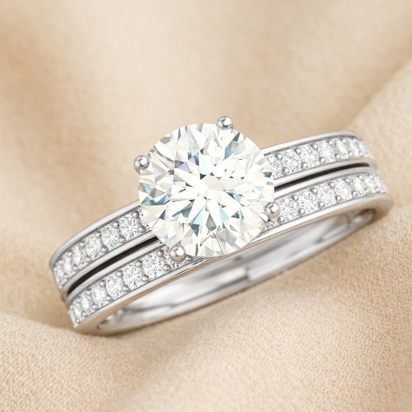 The Luminous Pair: 4.00ct Moissanite Pavé Bridal Set