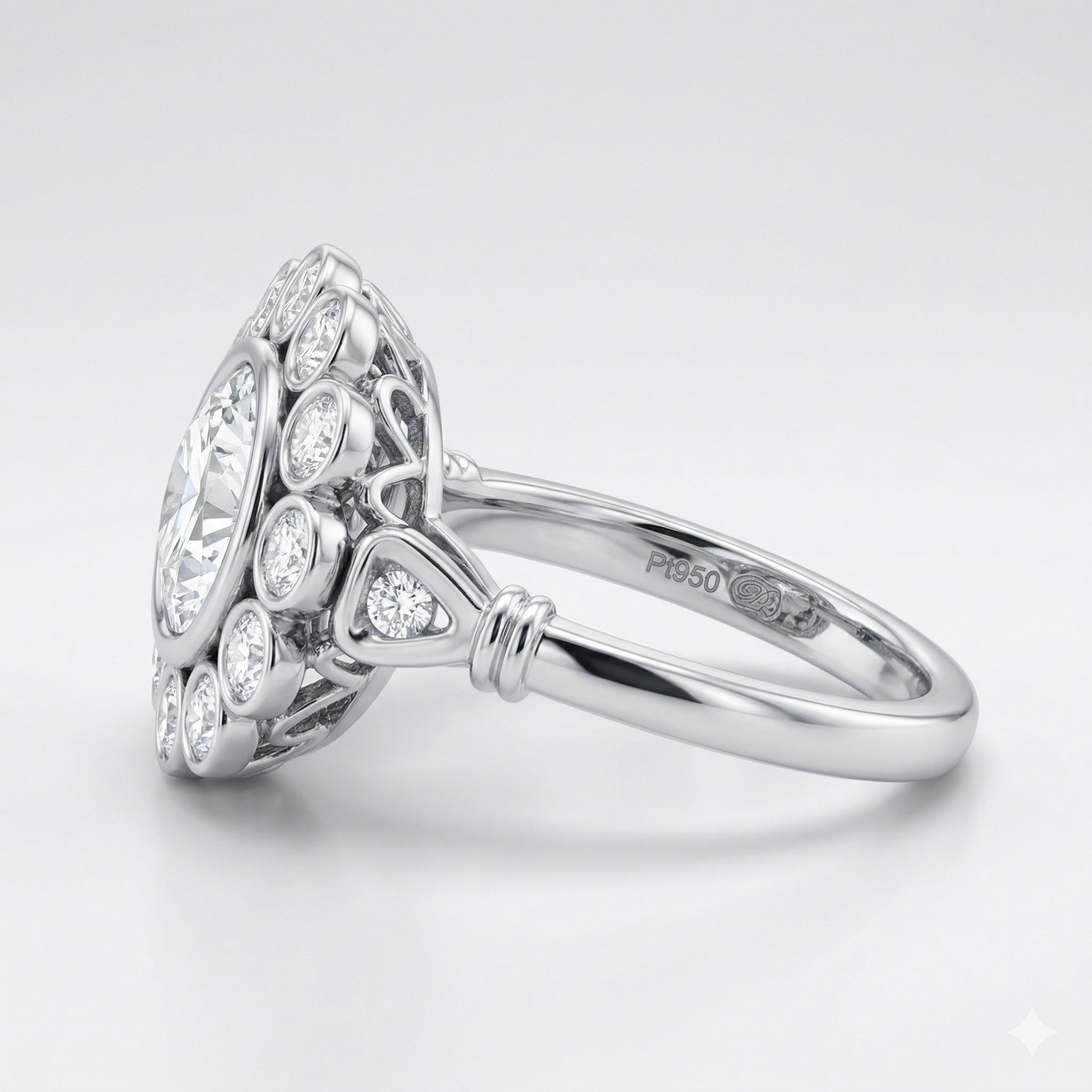The Art Deco Bezel: 1.79ct Moissanite Vintage Halo Engagement Ring