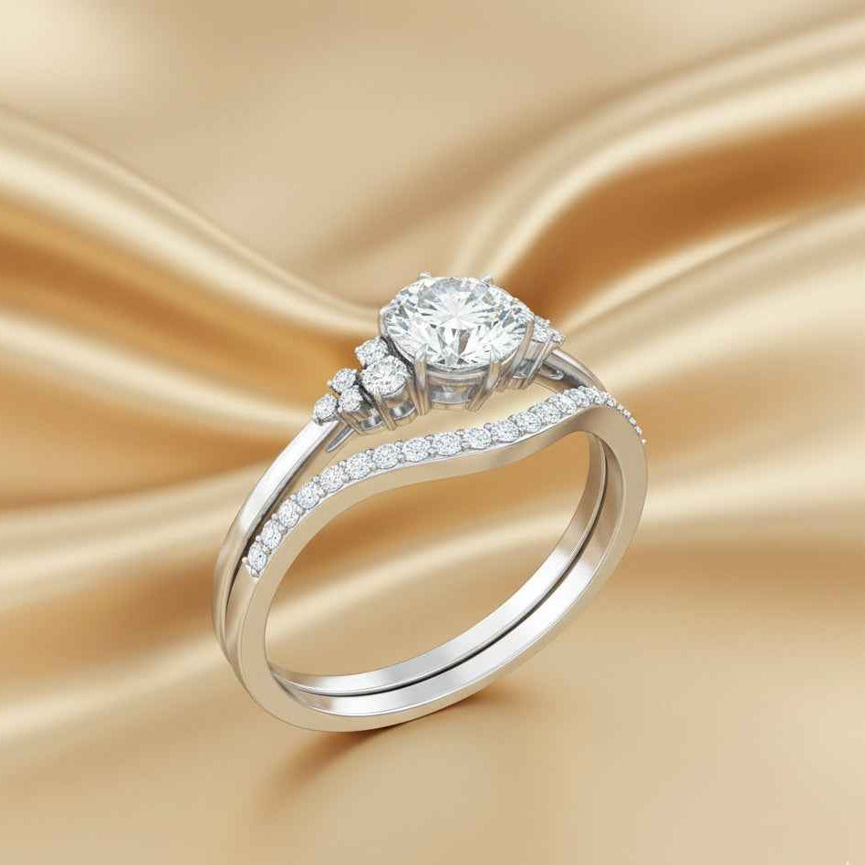 The Starlight Arch: 1.30ct Moissanite Cluster Bridal Ring Set