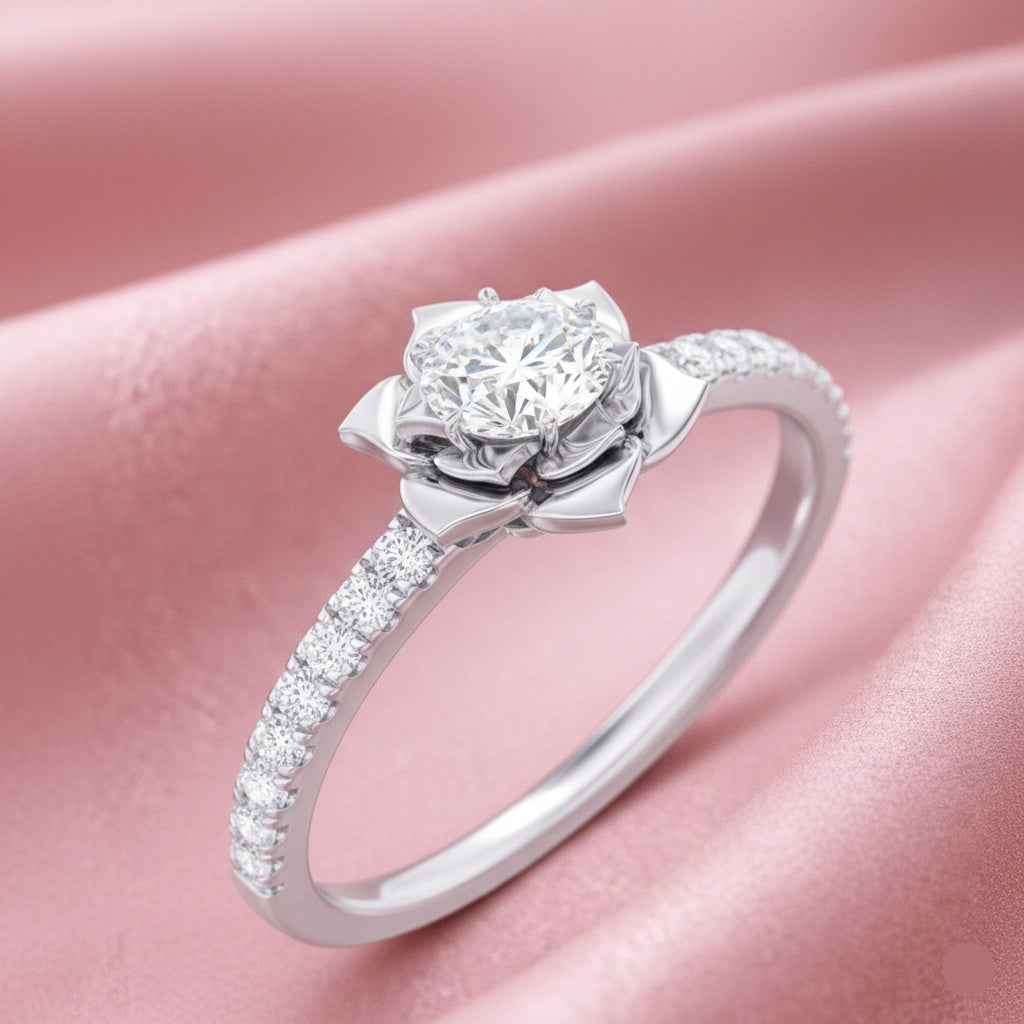 The Blooming Blossom: 1ct Moissanite Floral Engagement Ring