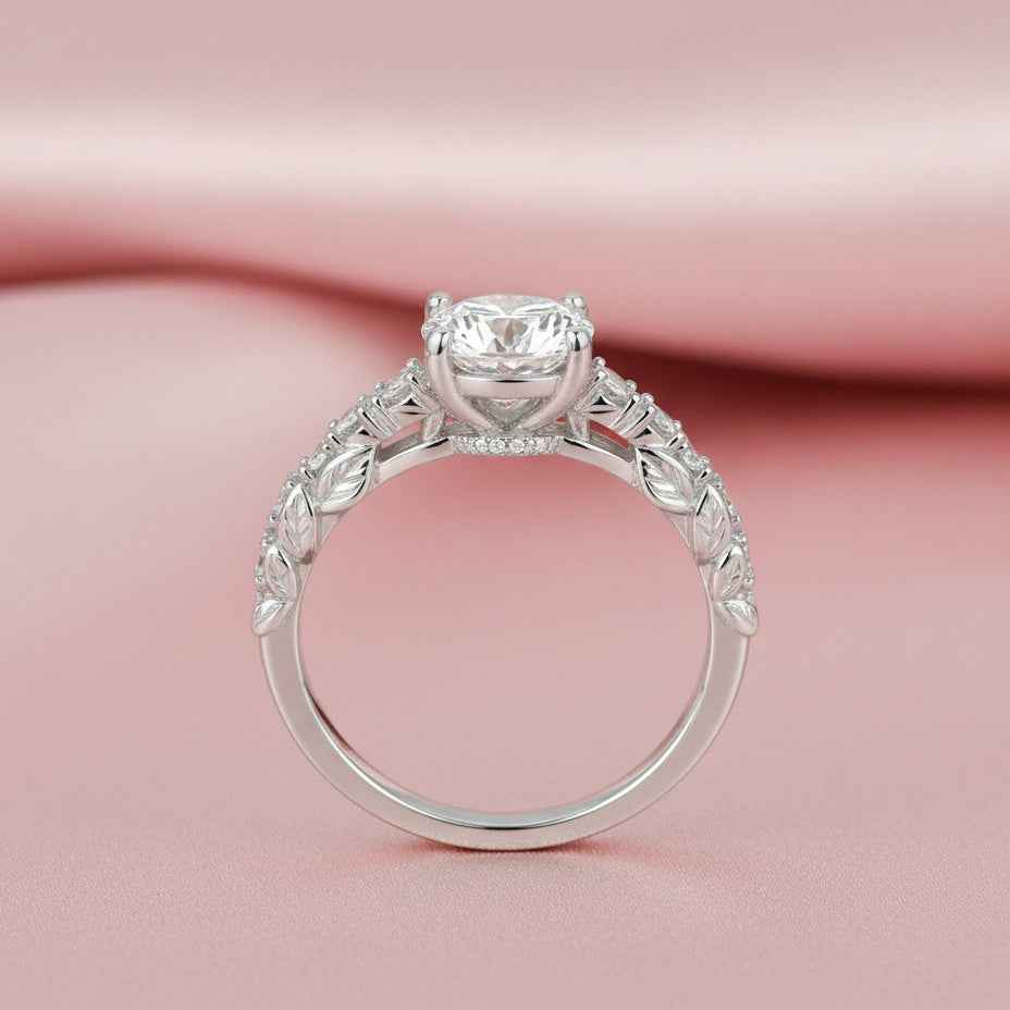 The Garden Solitaire: 1ct Moissanite Floral Vine Ring